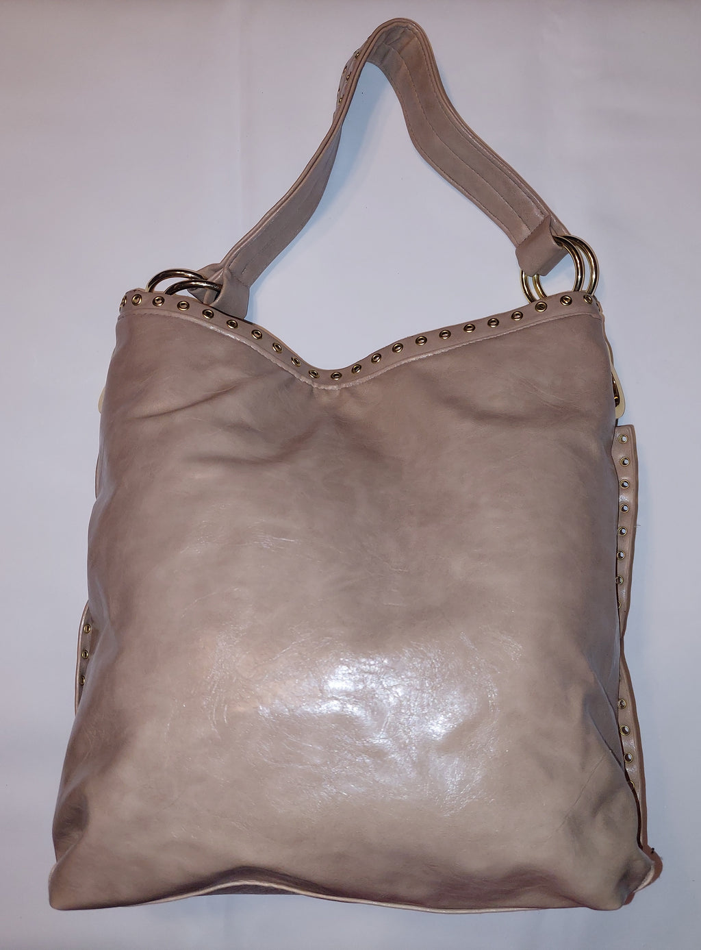 3 23 Braciano One Size Shoulder Tote Bag Blush Pink Gold Studded Oversized Slouch Hobo