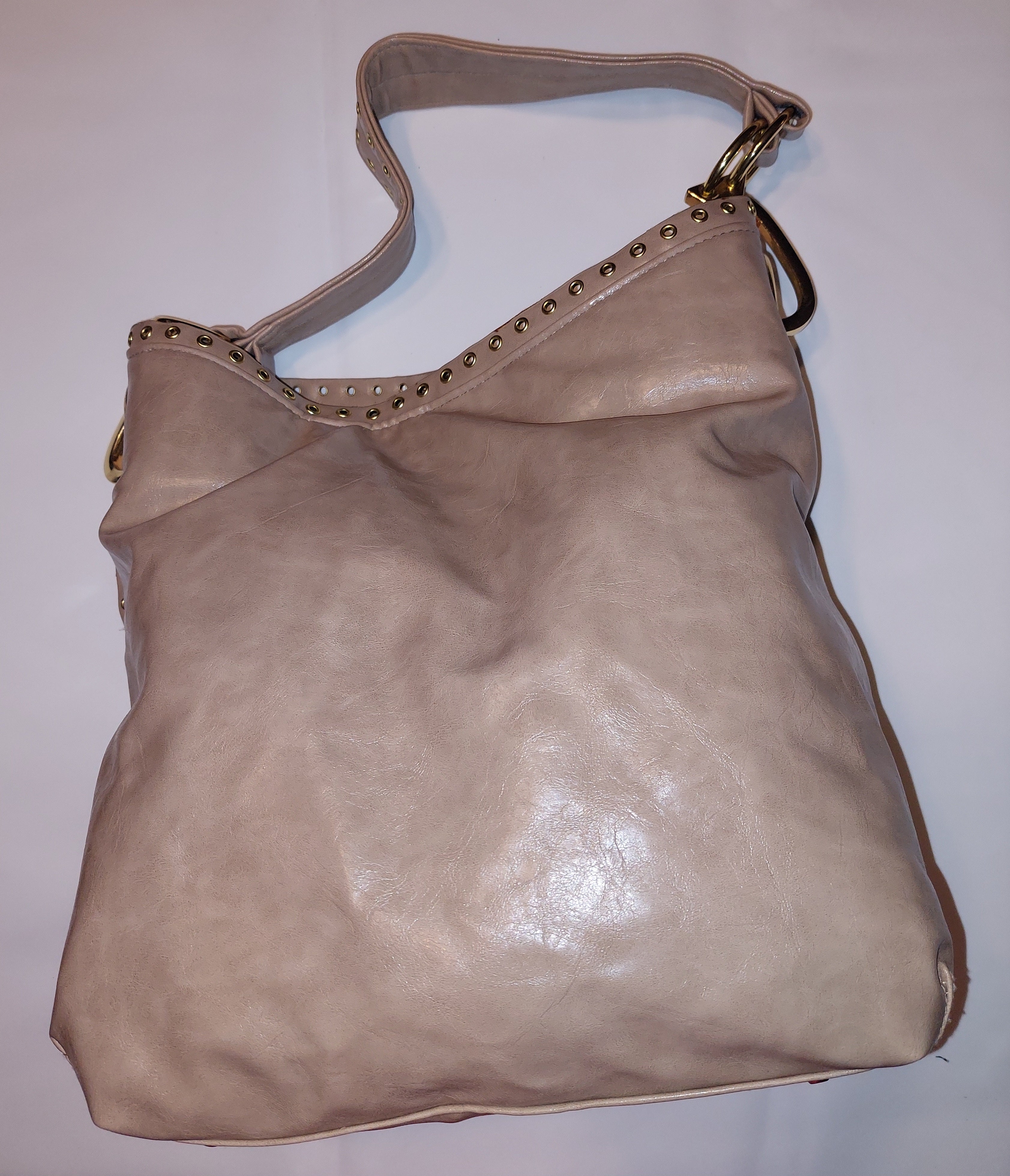 3 23 Braciano One Size Shoulder Tote Bag Blush Pink Gold Studded Oversized Slouch Hobo
