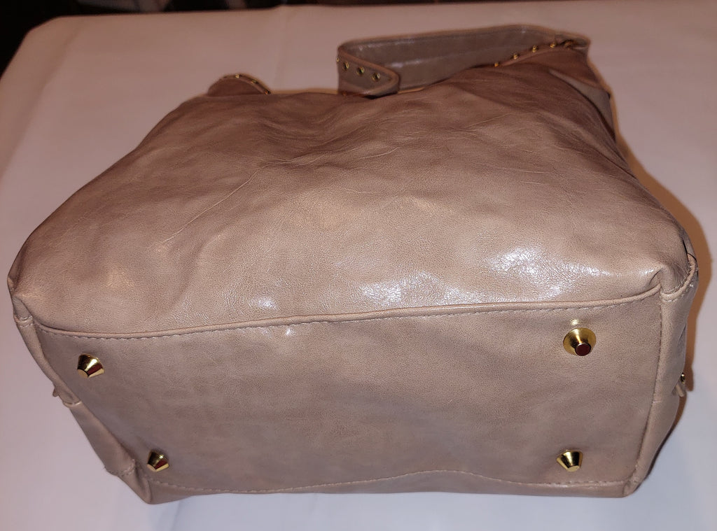 3 23 Braciano One Size Shoulder Tote Bag Blush Pink Gold Studded Oversized Slouch Hobo