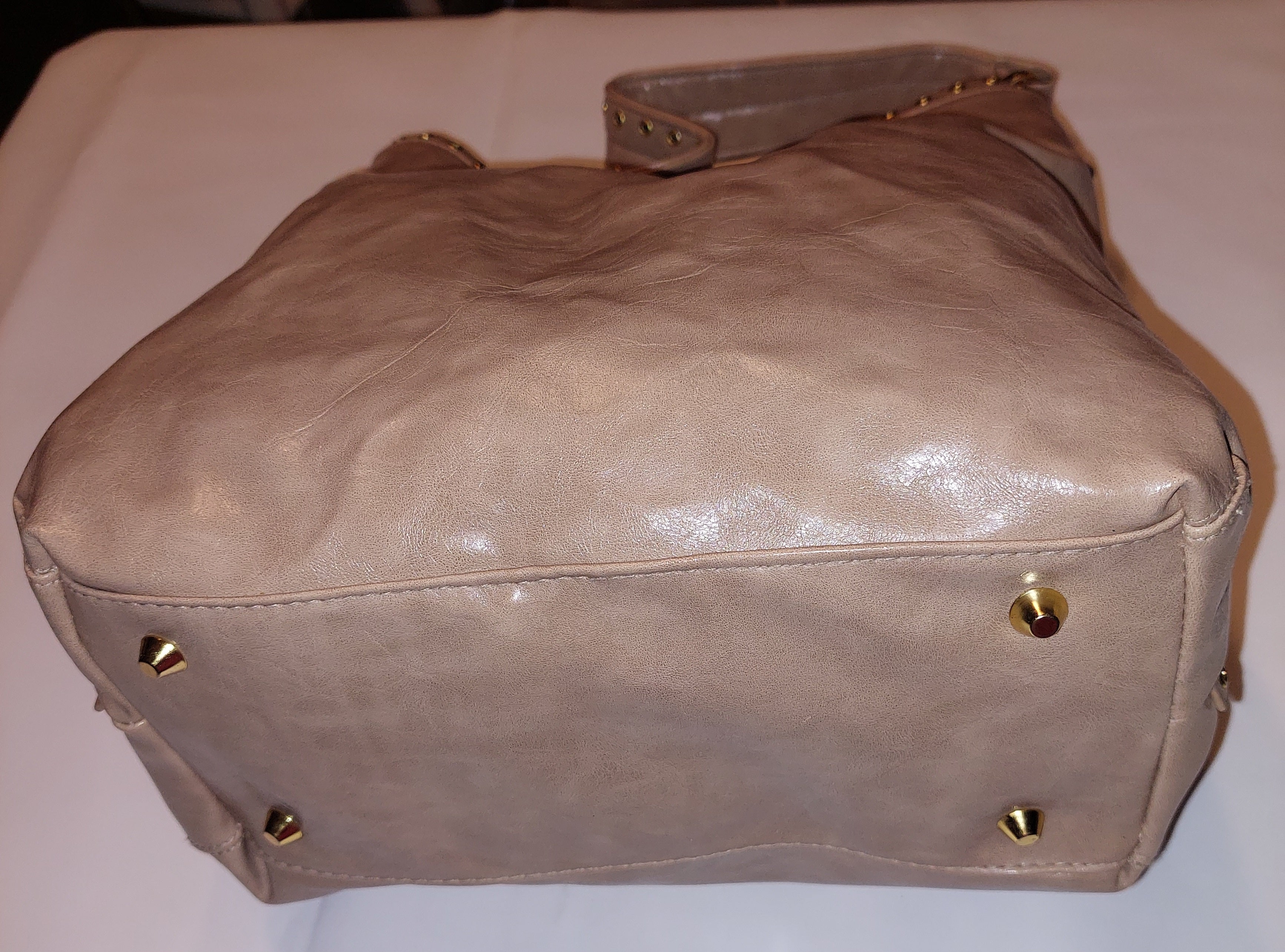 3 23 Braciano One Size Shoulder Tote Bag Blush Pink Gold Studded Oversized Slouch Hobo