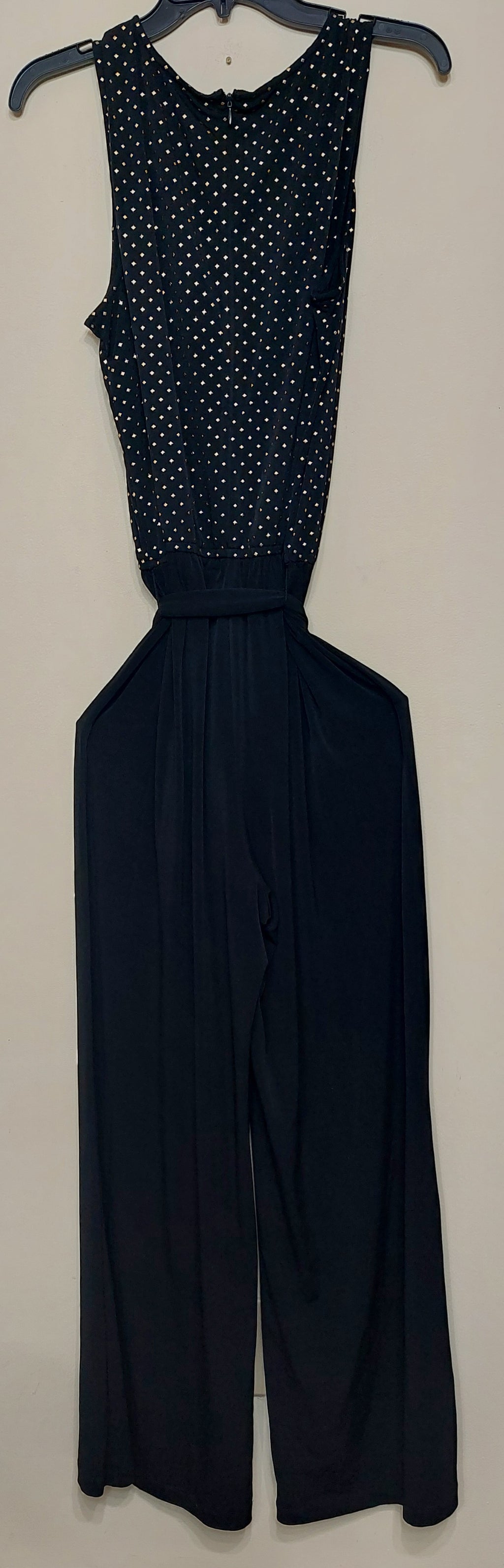 7 49 Chicos NWT Size 2 Black Gold Metallic Wide Leg Jumpsuit