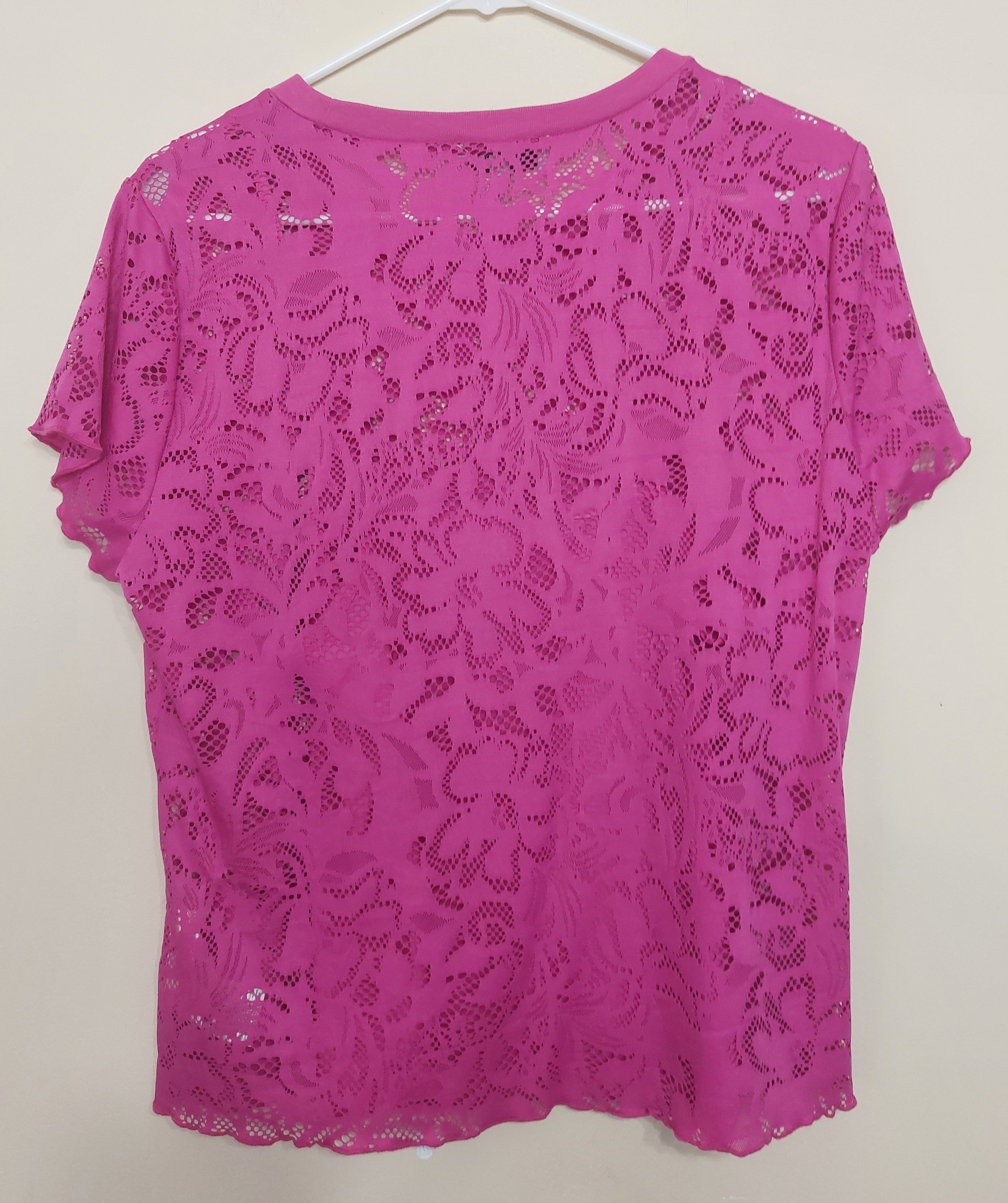 7 04 Jessica Simpson Size L Pink Floral Lace Top