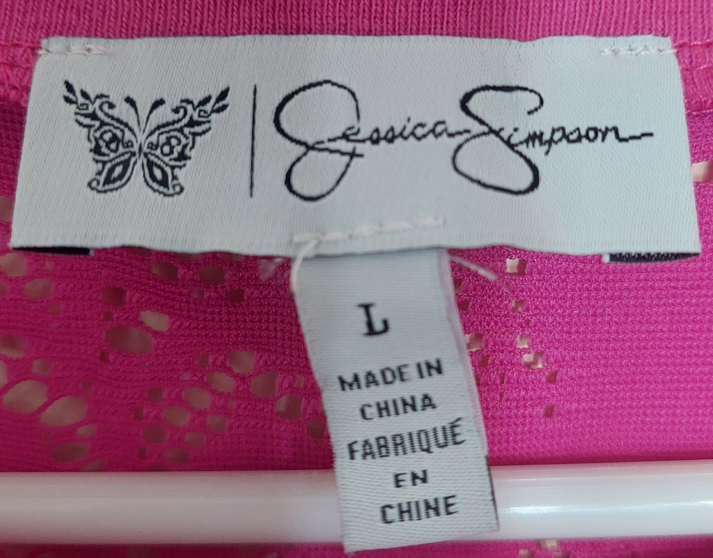 7 04 Jessica Simpson Size L Pink Floral Lace Top