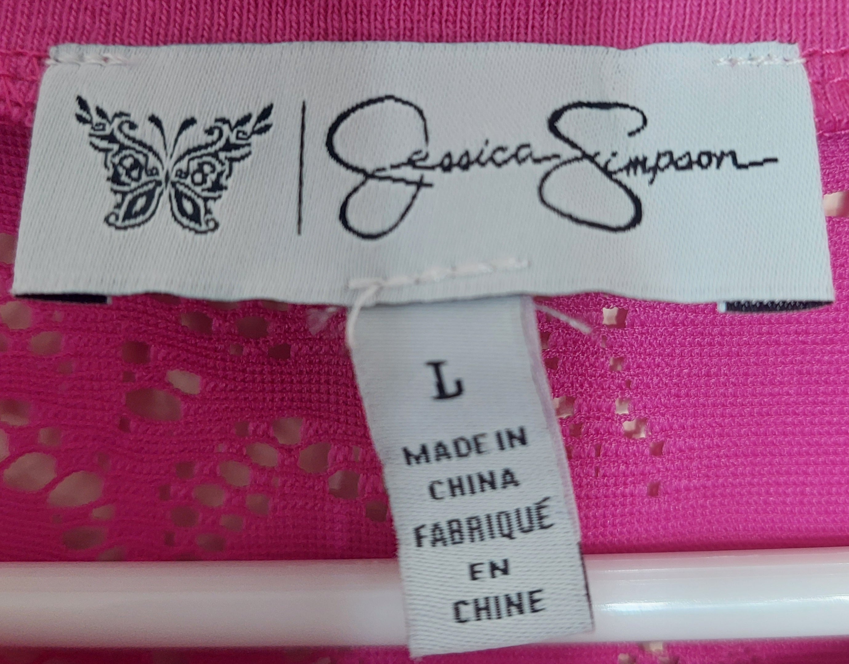7 04 Jessica Simpson Size L Pink Floral Lace Top