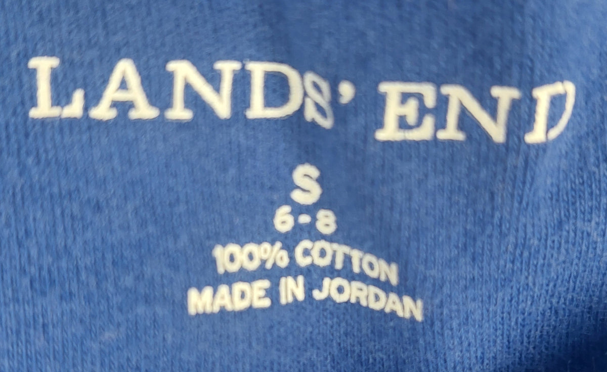 9-04 Lands' End Size Small Blue White Dot Sleeveless Tank Top 100% Cotton