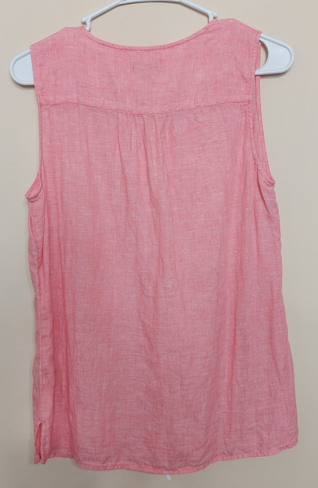 6 50 Talbots Size S Pink Linen Sleeveless V Neck Tank Top