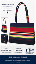 3 16 Brand Unknown Shoulder Purse Navy Blue Multi Color Stripe Colorful Canvas Tote Kate Spade Inspired Style