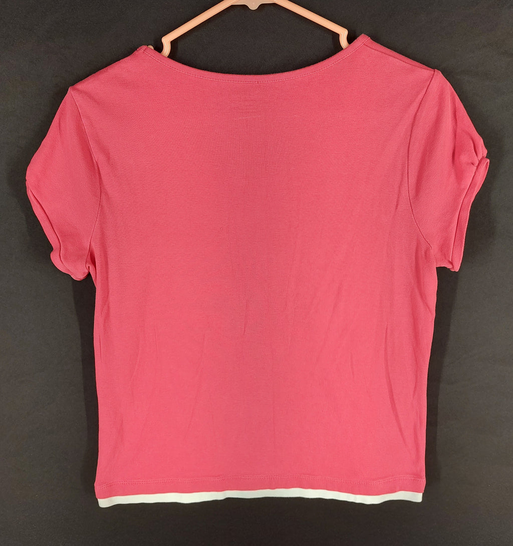 9-50 St. John's Bay Petite Medium Women's Pink Layered Look Short Sleeve Top