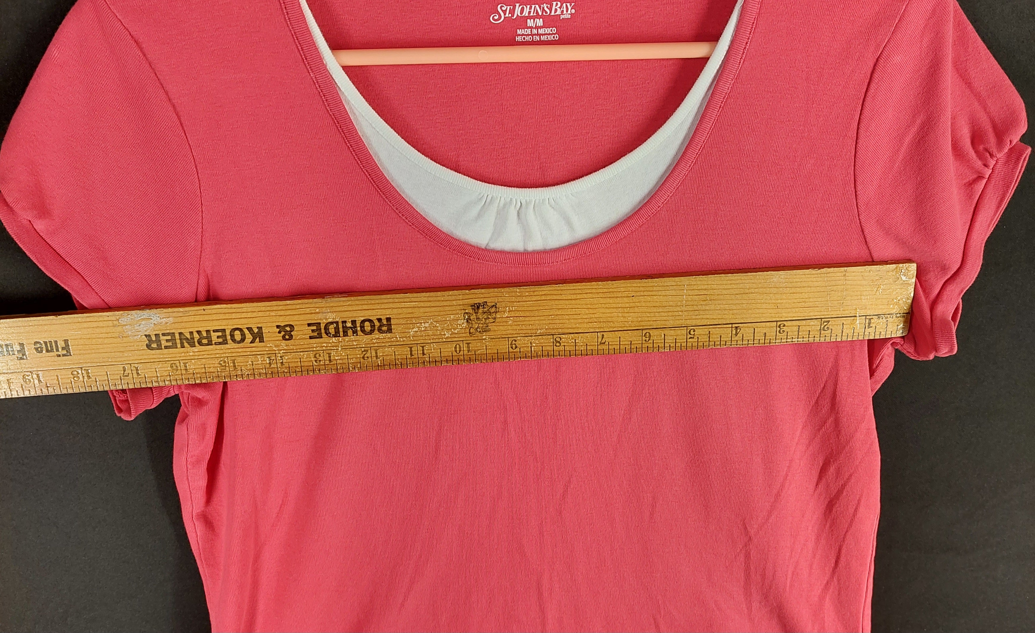9-50 St. John's Bay Petite Medium Women's Pink Layered Look Short Sleeve Top