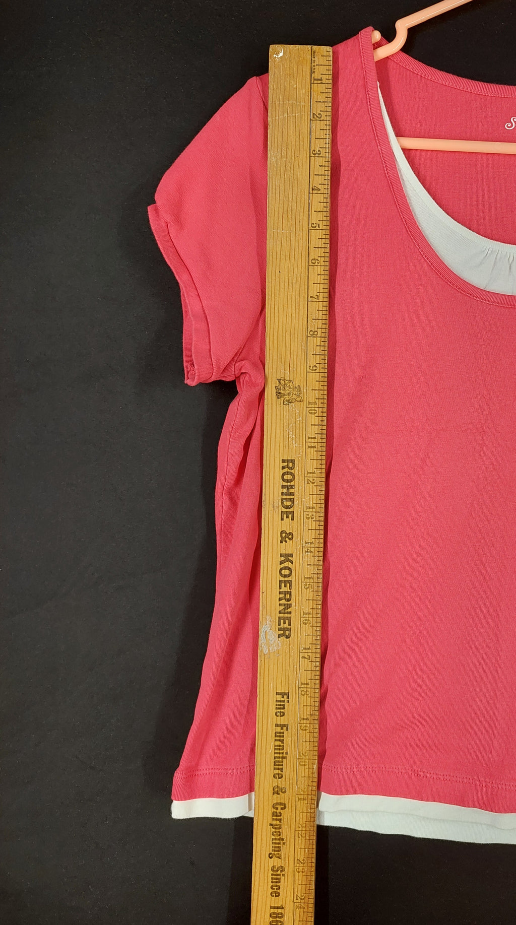 9-50 St. John's Bay Petite Medium Women's Pink Layered Look Short Sleeve Top