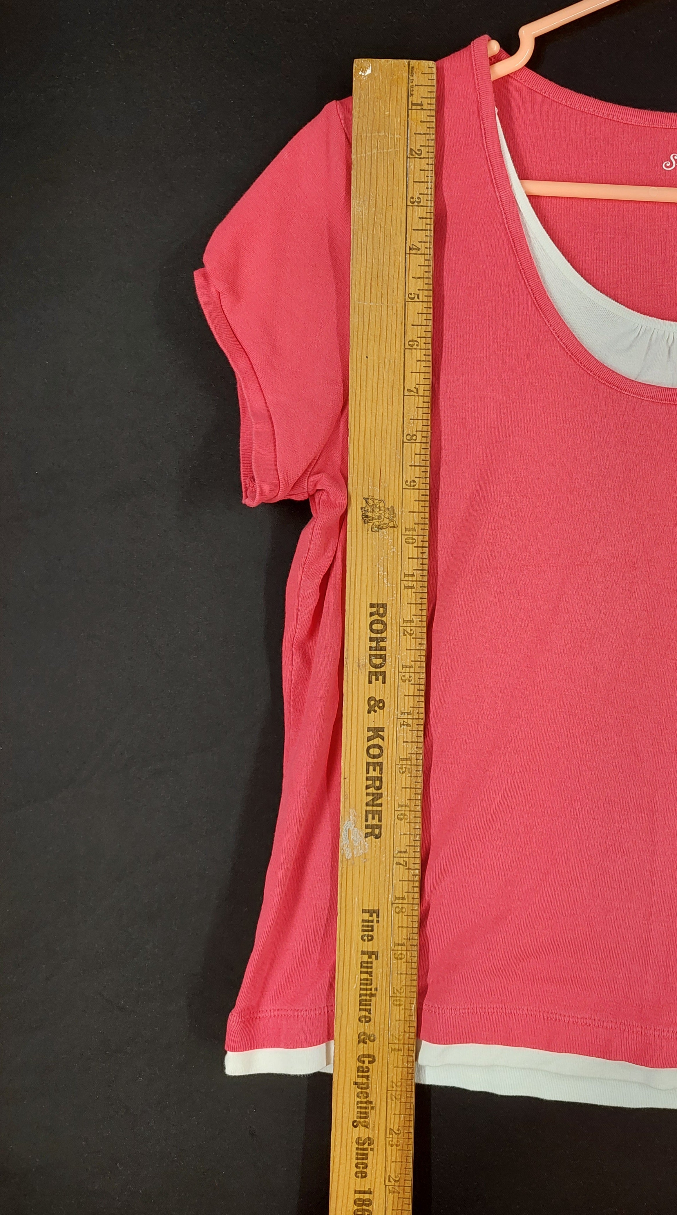 9-50 St. John's Bay Petite Medium Women's Pink Layered Look Short Sleeve Top