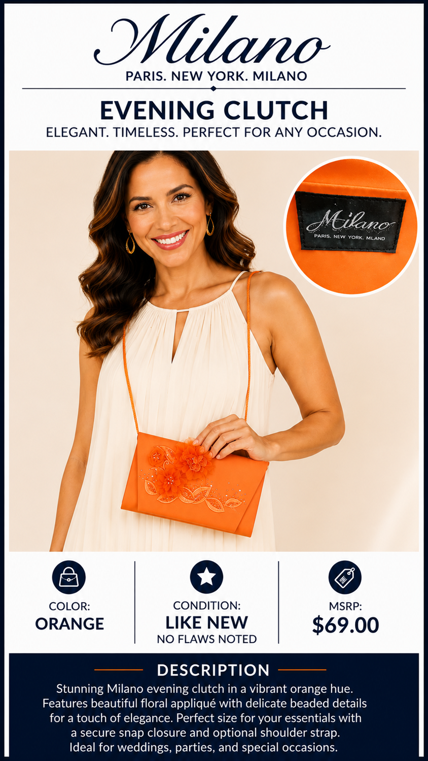 1 39 Milano Clutch Bag Orange