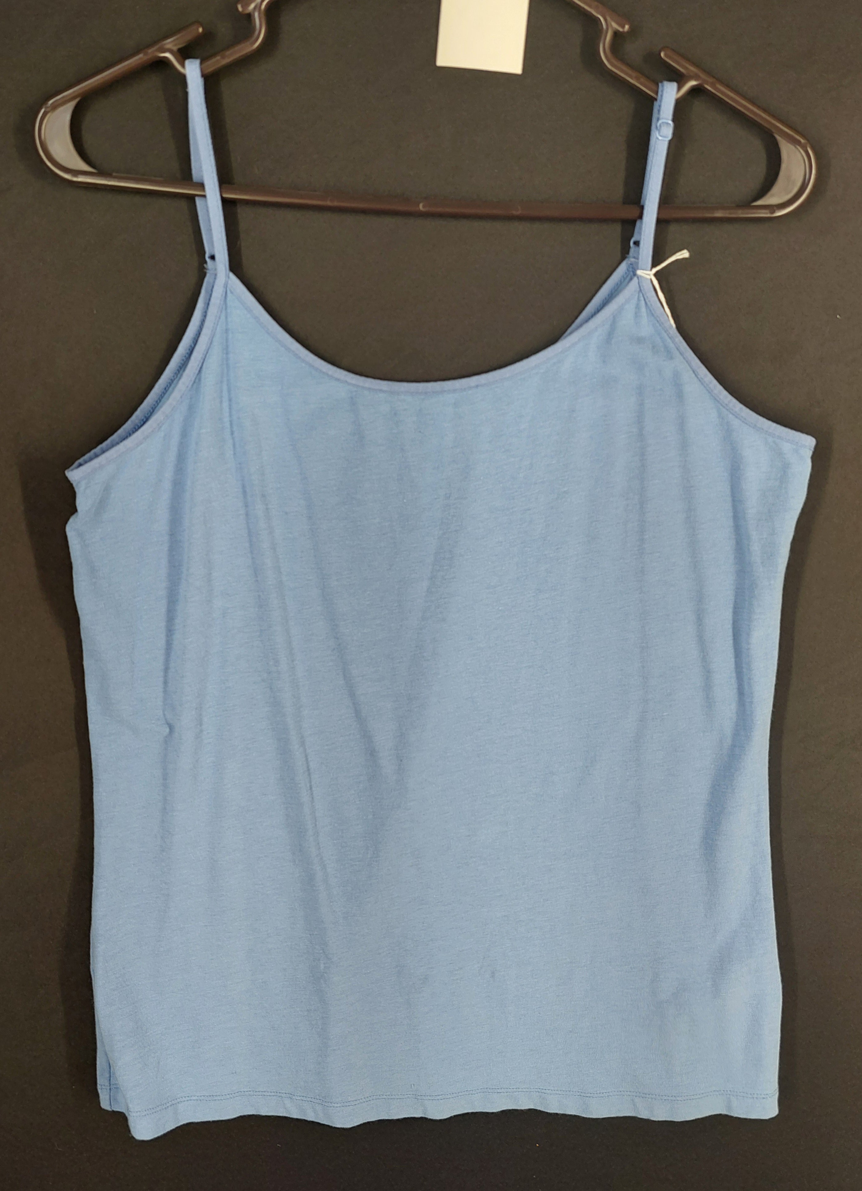 8-54 Time and Tru Size L Blue Adjustable Spaghetti Strap Cami Tank Top