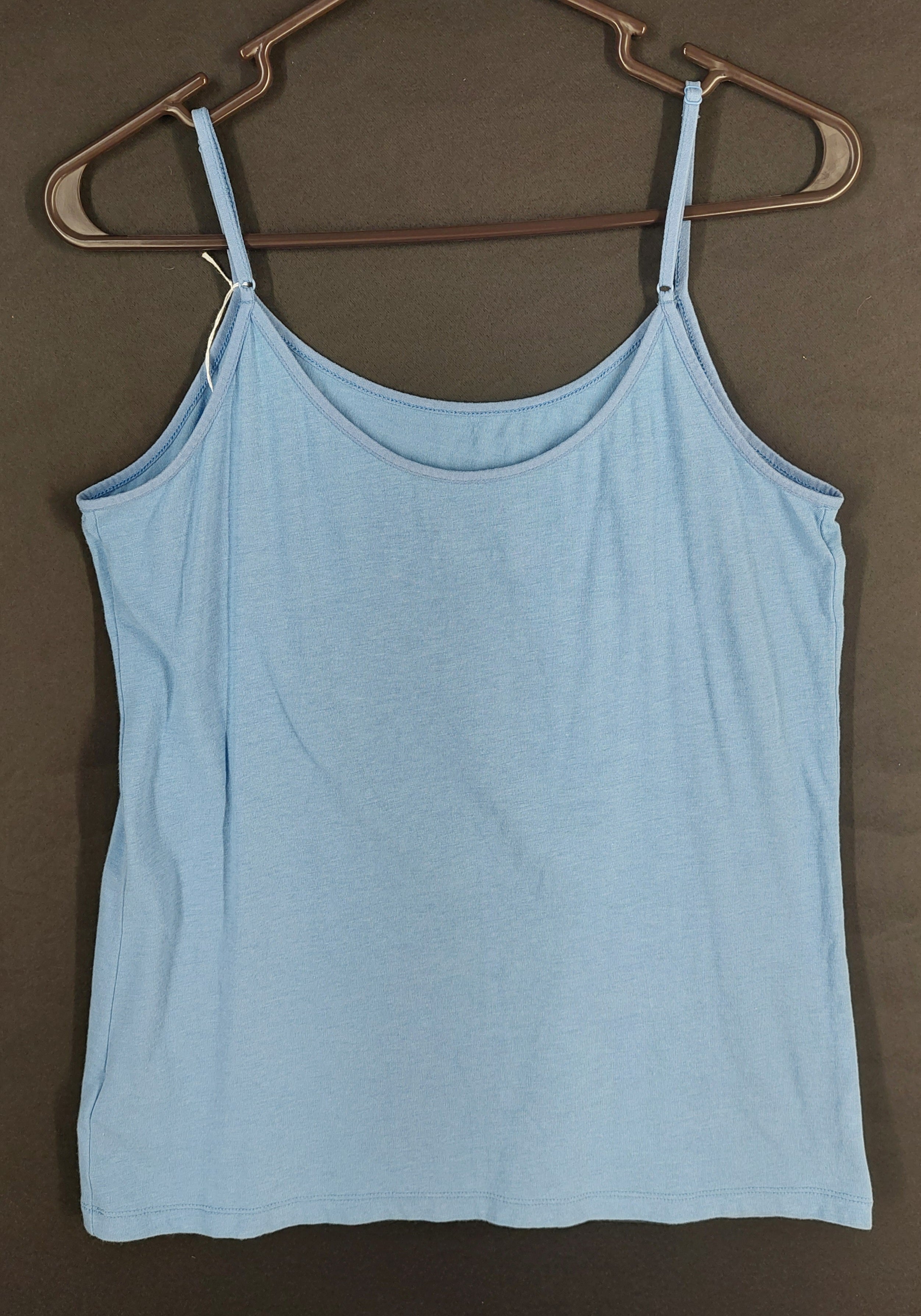 8-54 Time and Tru Size L Blue Adjustable Spaghetti Strap Cami Tank Top