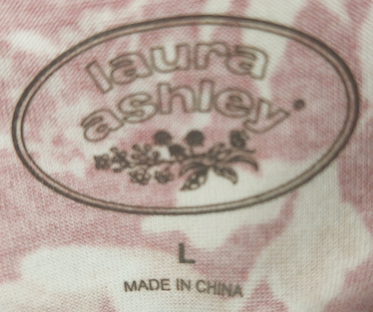 8-55 Laura Ashley Size L Pink Floral Lace Trim Spaghetti Strap Cami Tank Top
