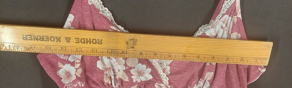 8-55 Laura Ashley Size L Pink Floral Lace Trim Spaghetti Strap Cami Tank Top