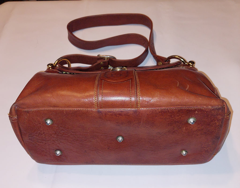 3 47 Marino Orlandi Italian Genuine Leather Crossbody Shoulder Bag Cognac Brown Made in Italy