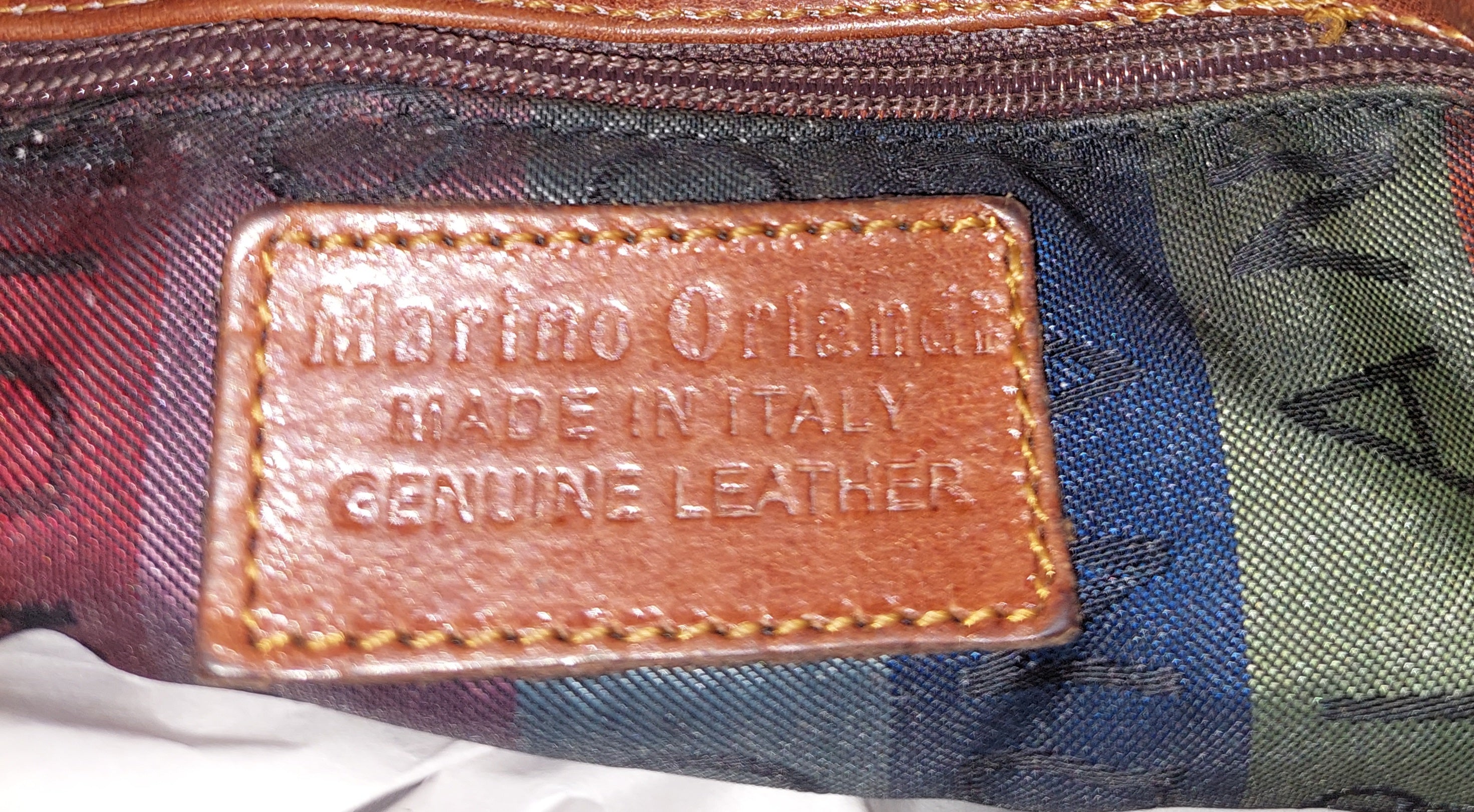 3 47 Marino Orlandi Italian Genuine Leather Crossbody Shoulder Bag Cognac Brown Made in Italy