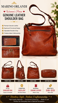 3 47 Marino Orlandi Italian Genuine Leather Crossbody Shoulder Bag Cognac Brown Made in Italy