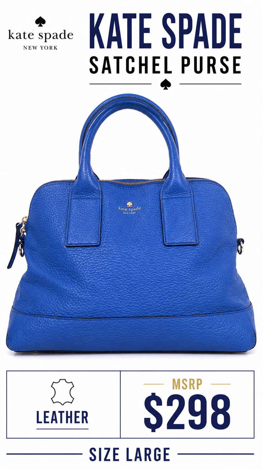 4 45 Kate Spade Blue Leather Satchel Purse