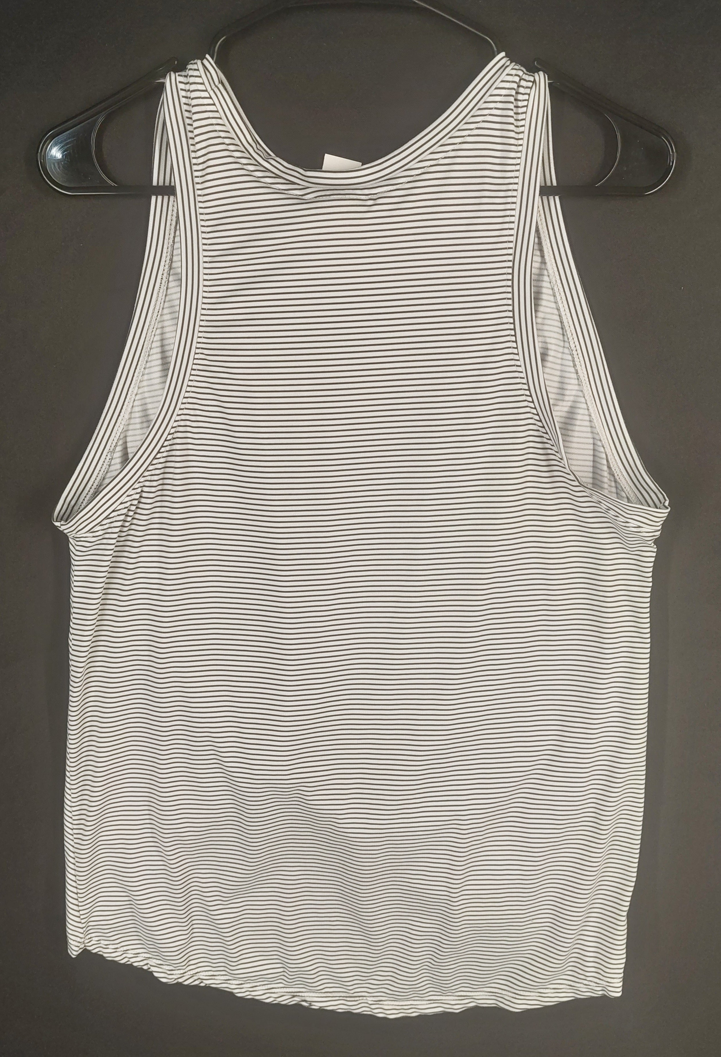 8-58 DYL Size S Black White Striped Twist Front Sleeveless Tank Top Made USA