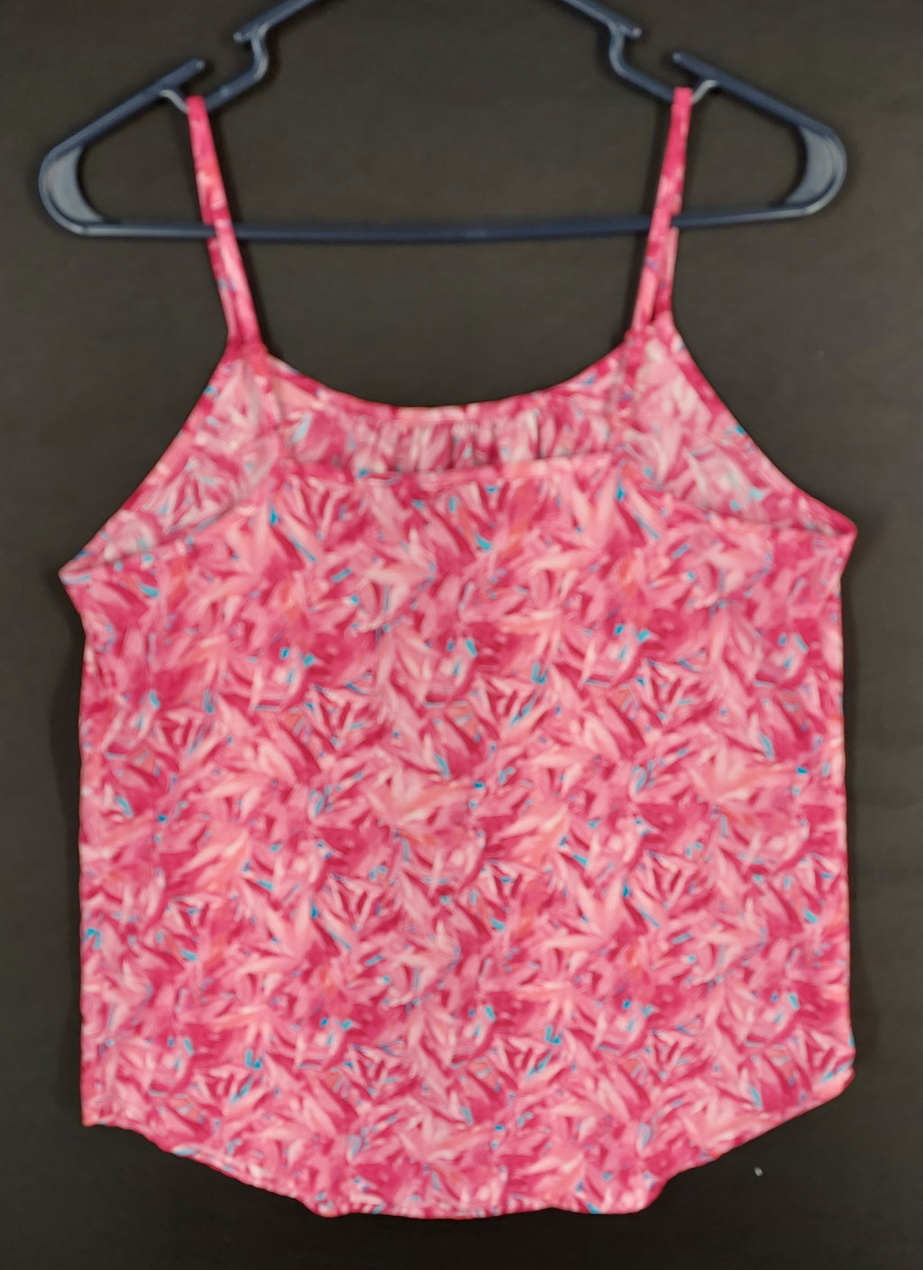 8-59 Faded Glory Size S Pink Tropical Leaf Print Sleeveless Cami Tank Top