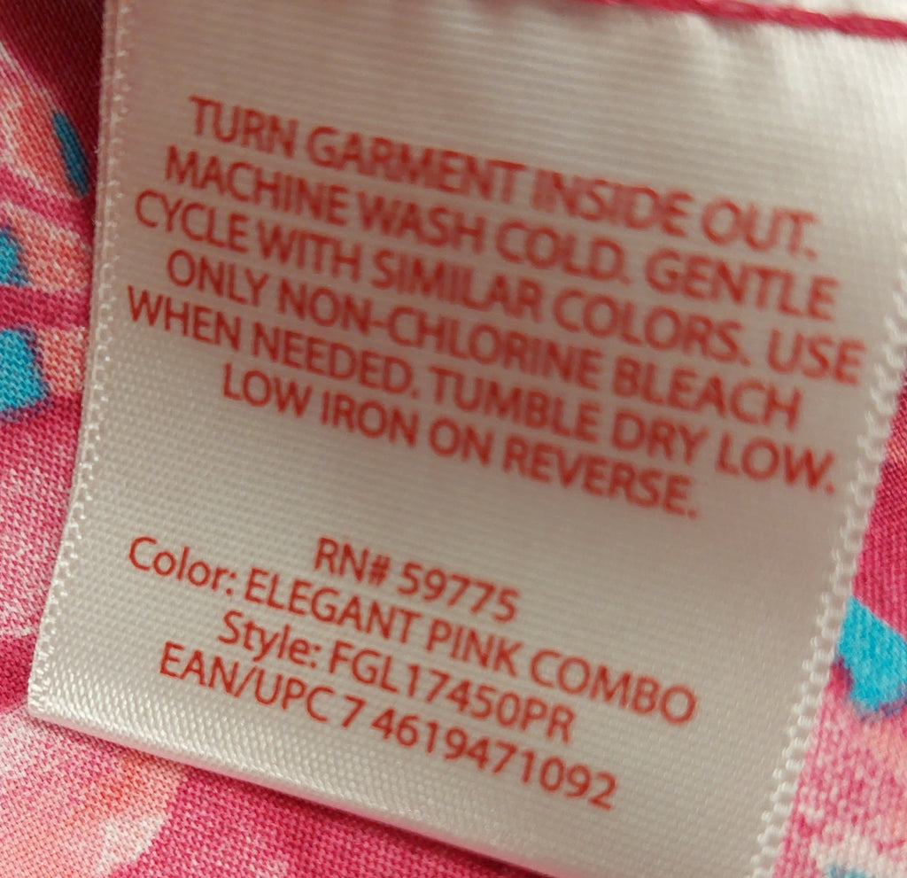 8-59 Faded Glory Size S Pink Tropical Leaf Print Sleeveless Cami Tank Top