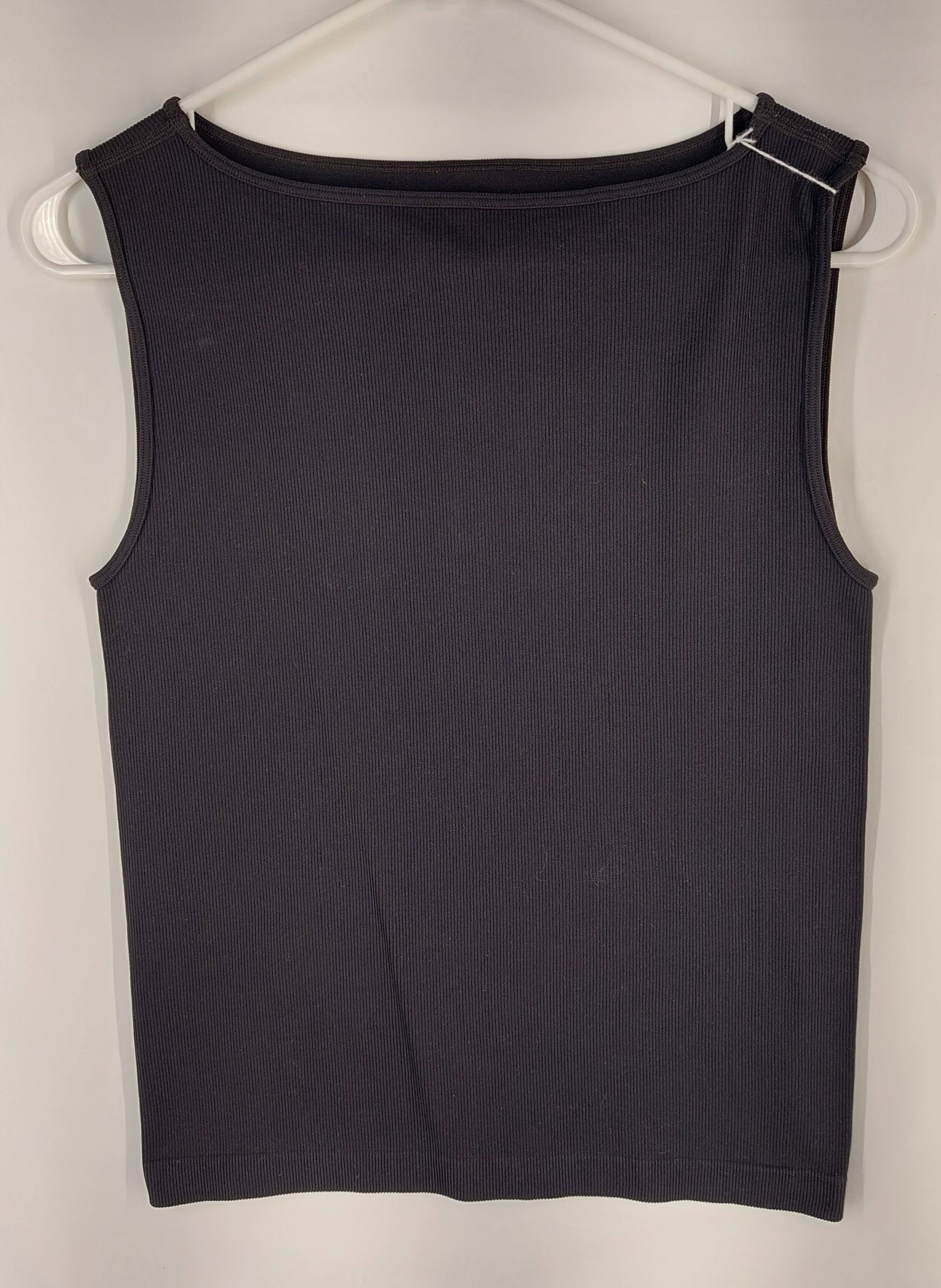 8-61 Ann Taylor Size M/L Black Ribbed Sleeveless Tank Top Stretch Classic Basic