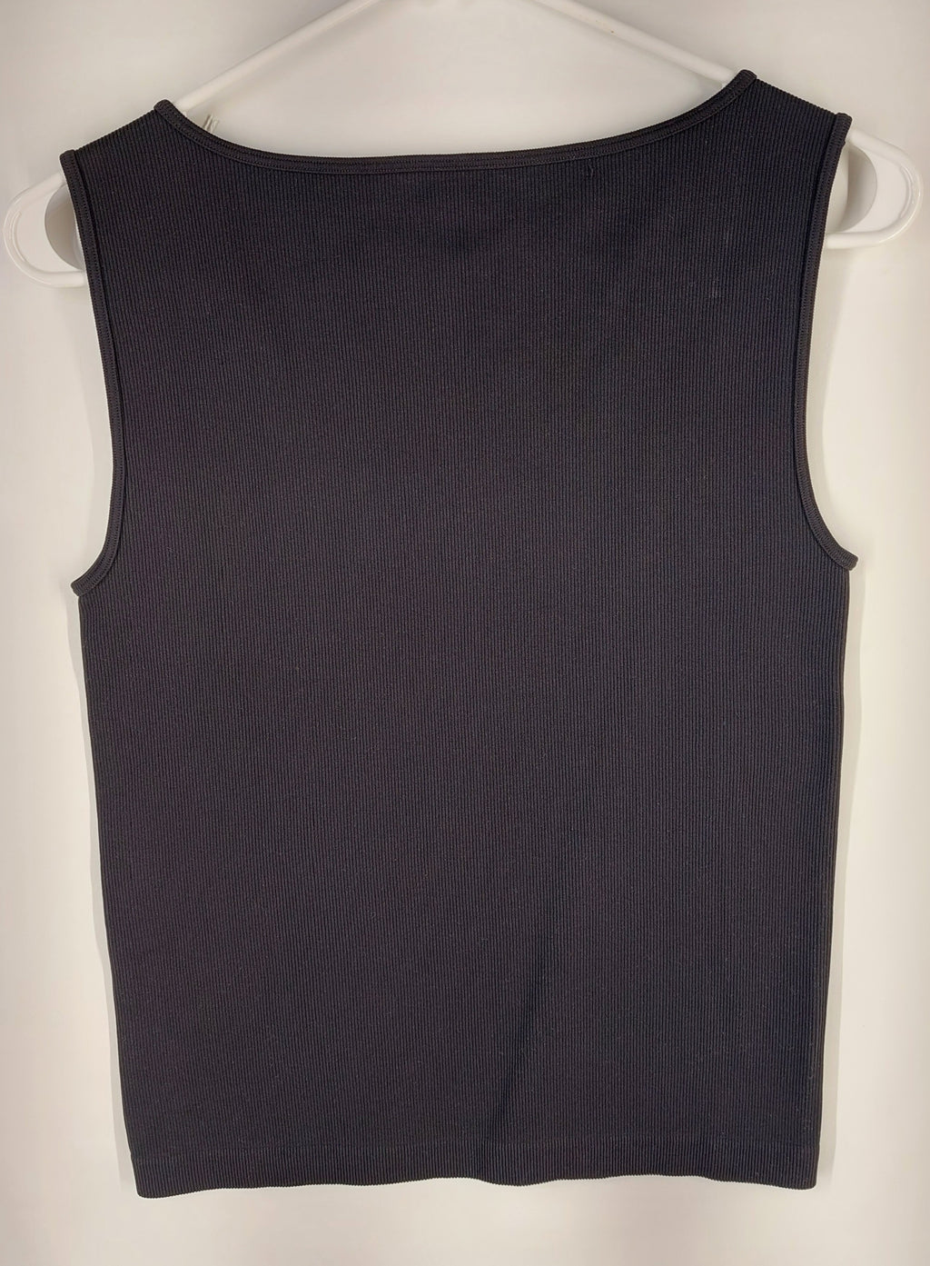 8-61 Ann Taylor Size M/L Black Ribbed Sleeveless Tank Top Stretch Classic Basic