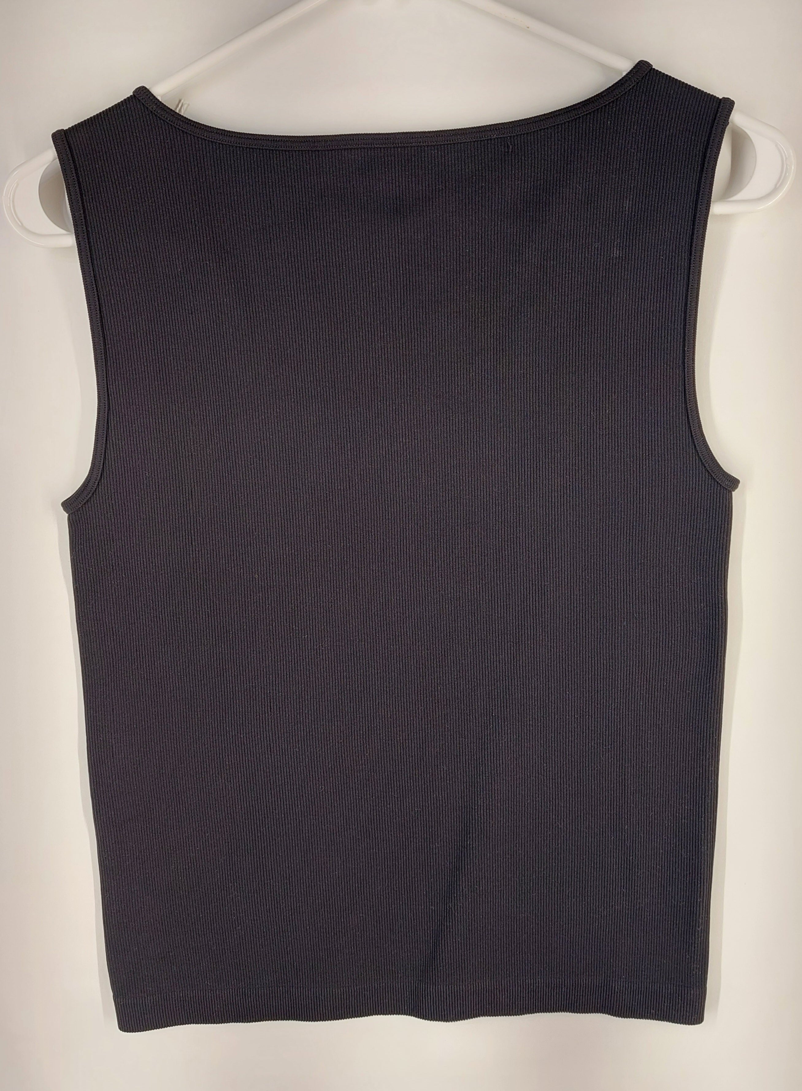 8-61 Ann Taylor Size M/L Black Ribbed Sleeveless Tank Top Stretch Classic Basic