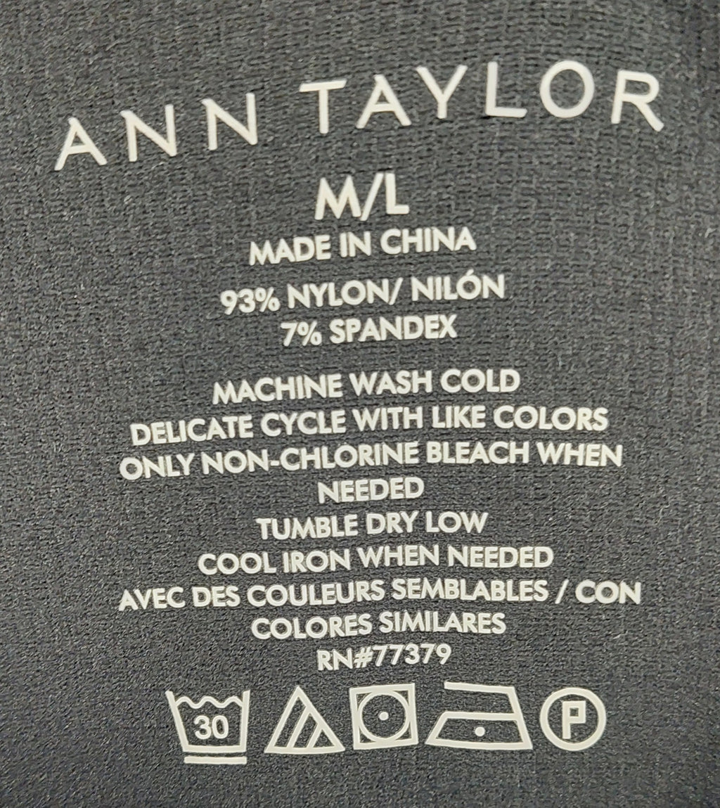8-61 Ann Taylor Size M/L Black Ribbed Sleeveless Tank Top Stretch Classic Basic