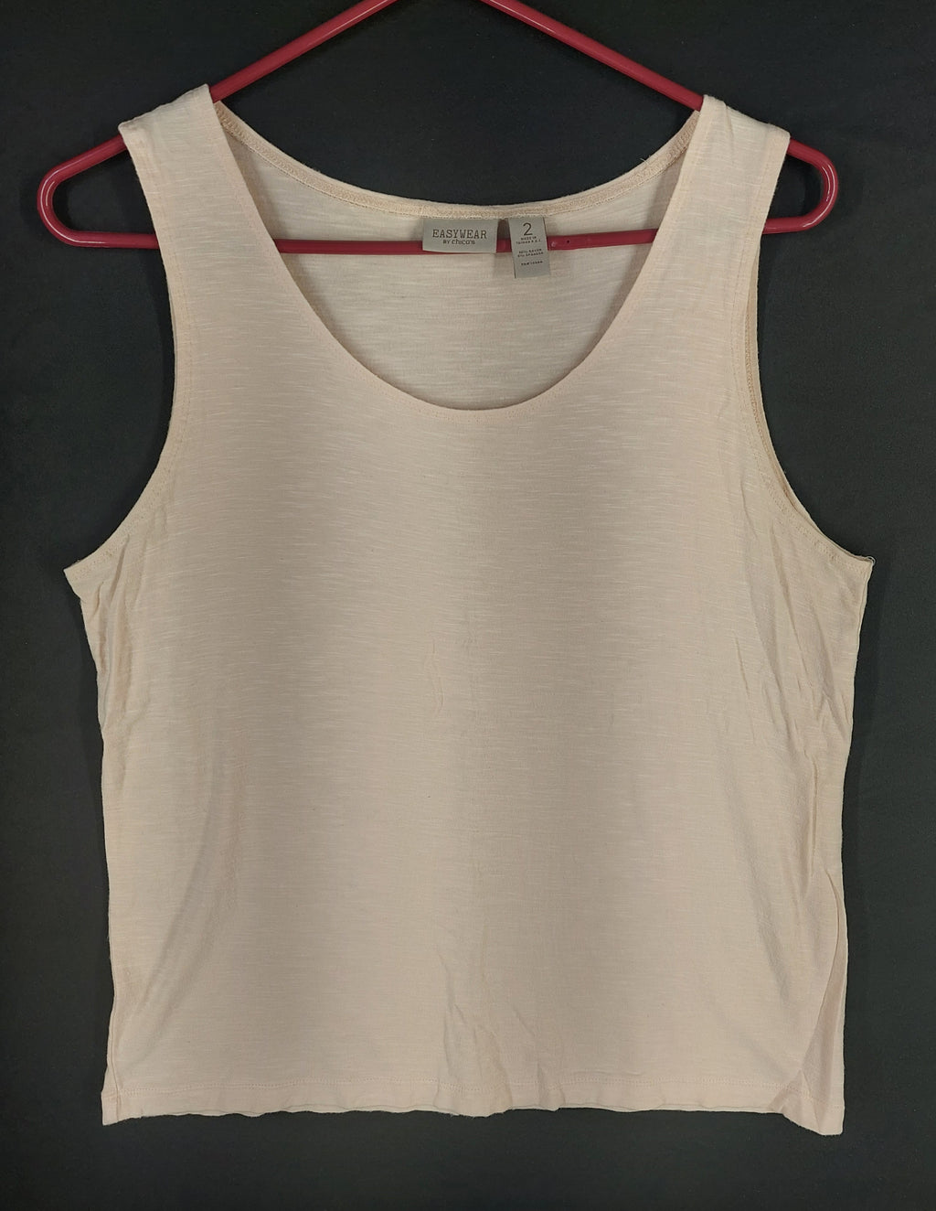 8-63 Chico's Easywear Size L Beige Sleeveless Tank Top Scoop Neck Stretch Casual