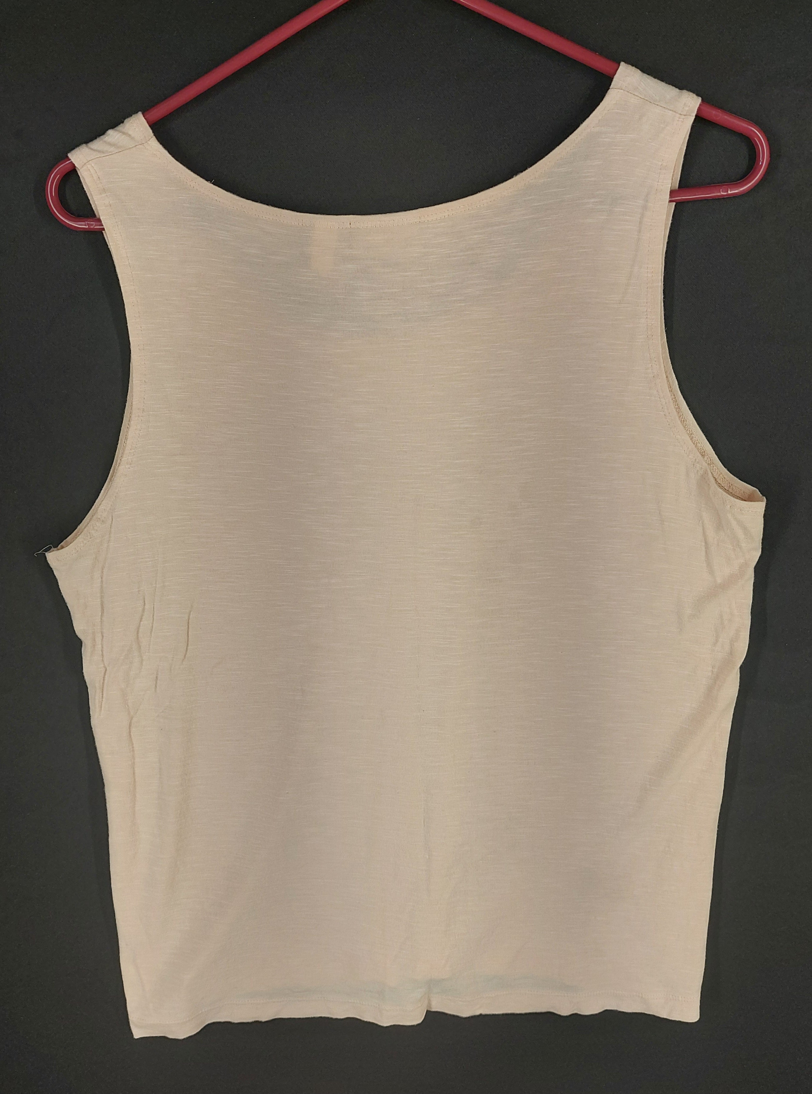 8-63 Chico's Easywear Size L Beige Sleeveless Tank Top Scoop Neck Stretch Casual