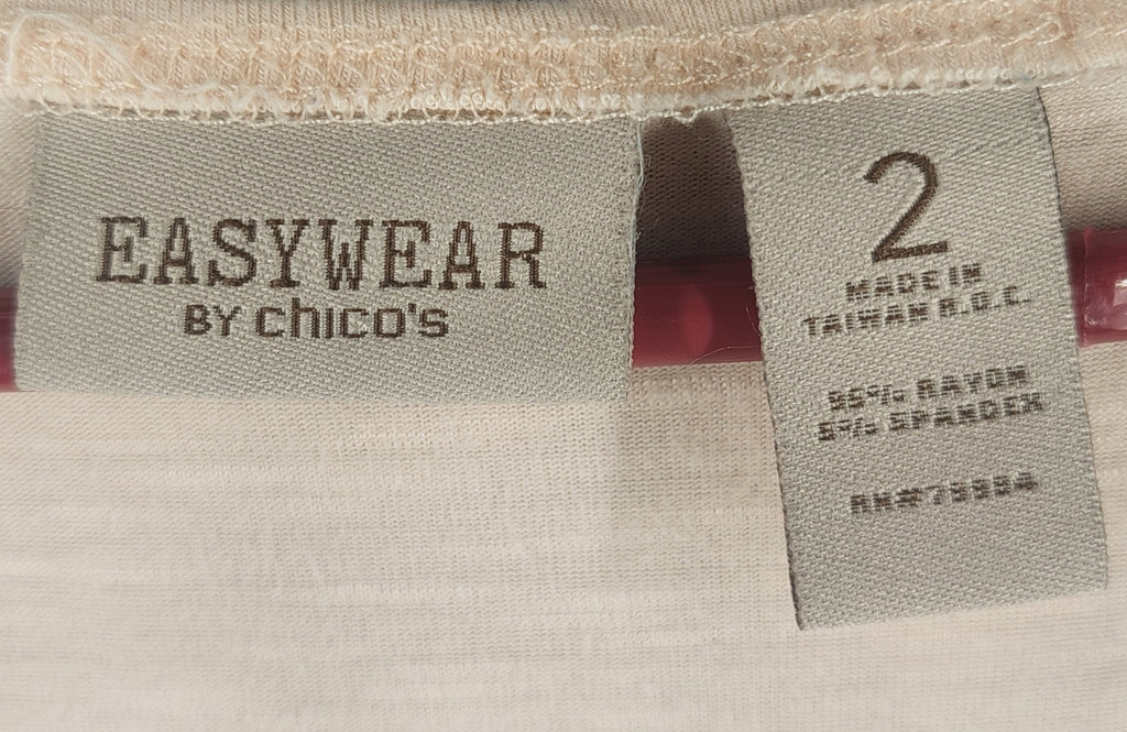8-63 Chico's Easywear Size L Beige Sleeveless Tank Top Scoop Neck Stretch Casual