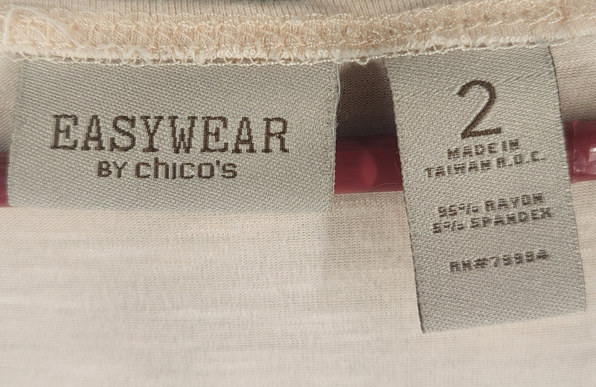 8-63 Chico's Easywear Size L Beige Sleeveless Tank Top Scoop Neck Stretch Casual
