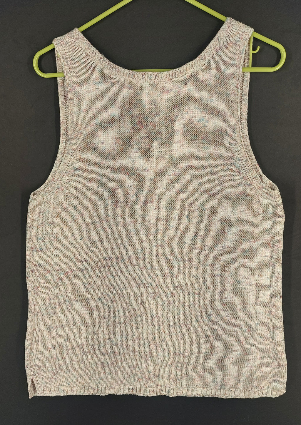 8-66 J.Jill Size L Speckled Knit V-Neck Sleeveless Tank Top Multicolor