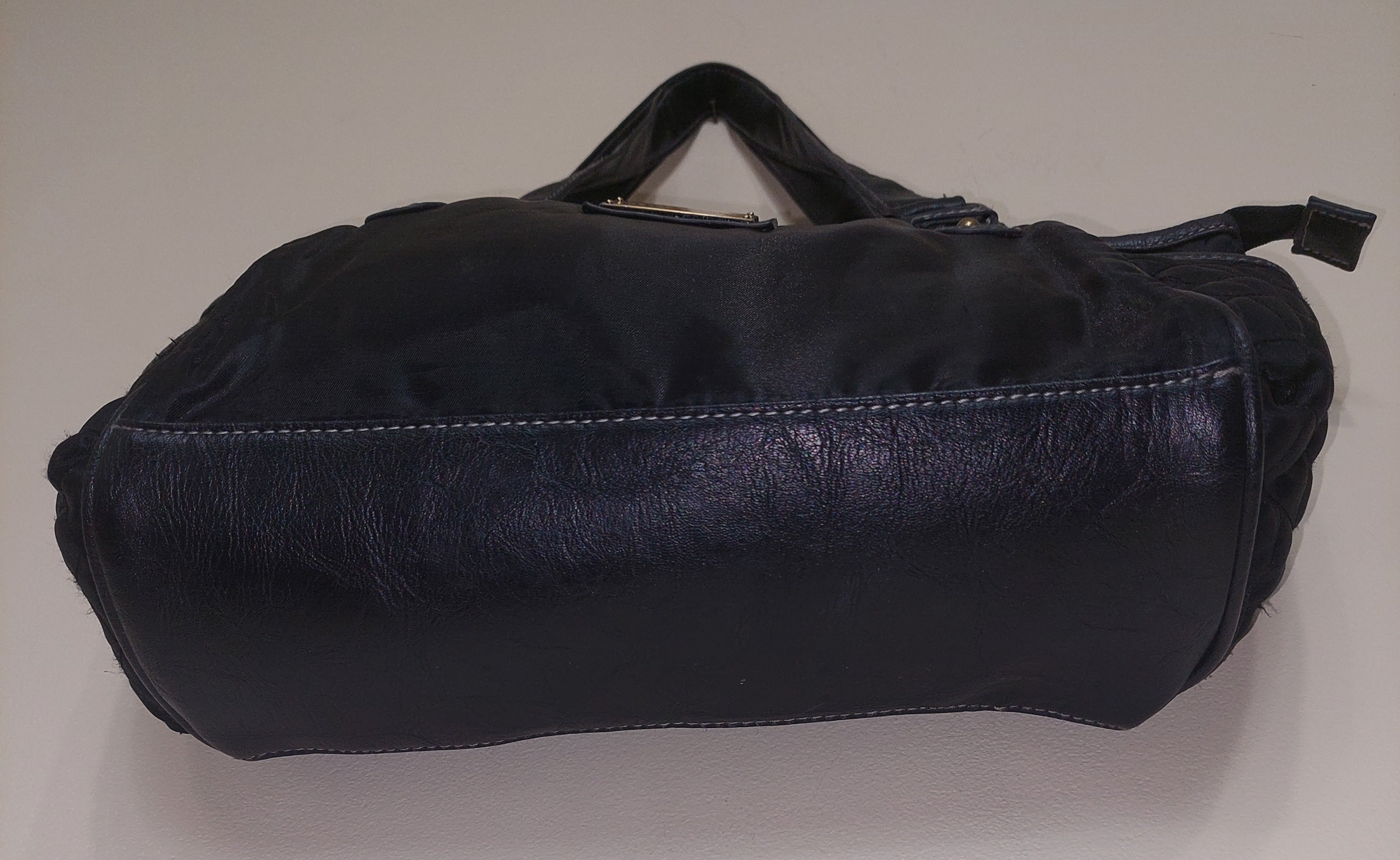 7 06 Harve Benard Black Quilted Nylon Shoulder Tote Bag