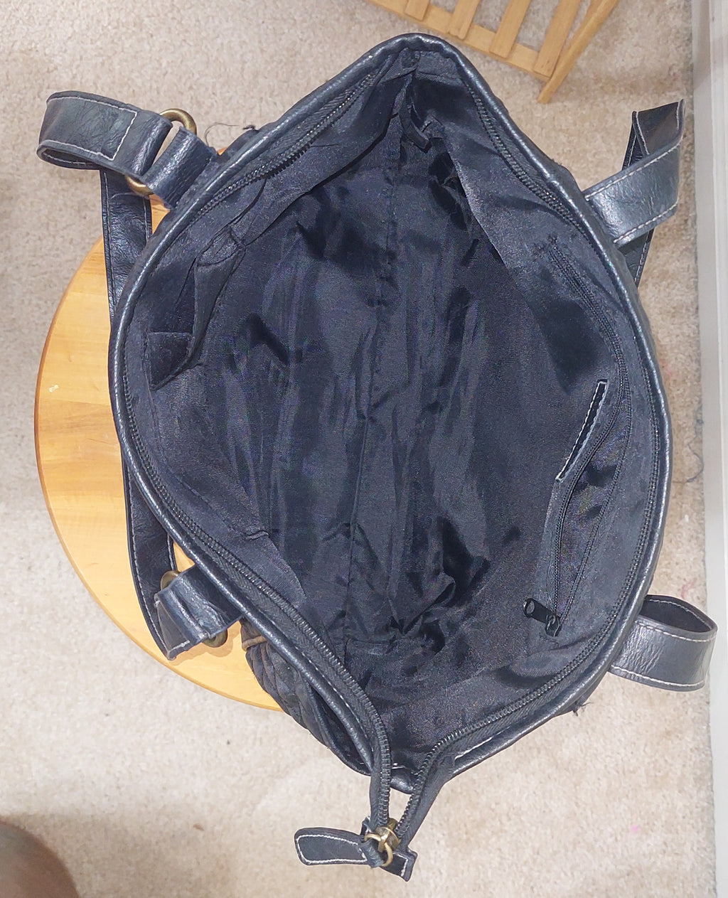 7 06 Harve Benard Black Quilted Nylon Shoulder Tote Bag