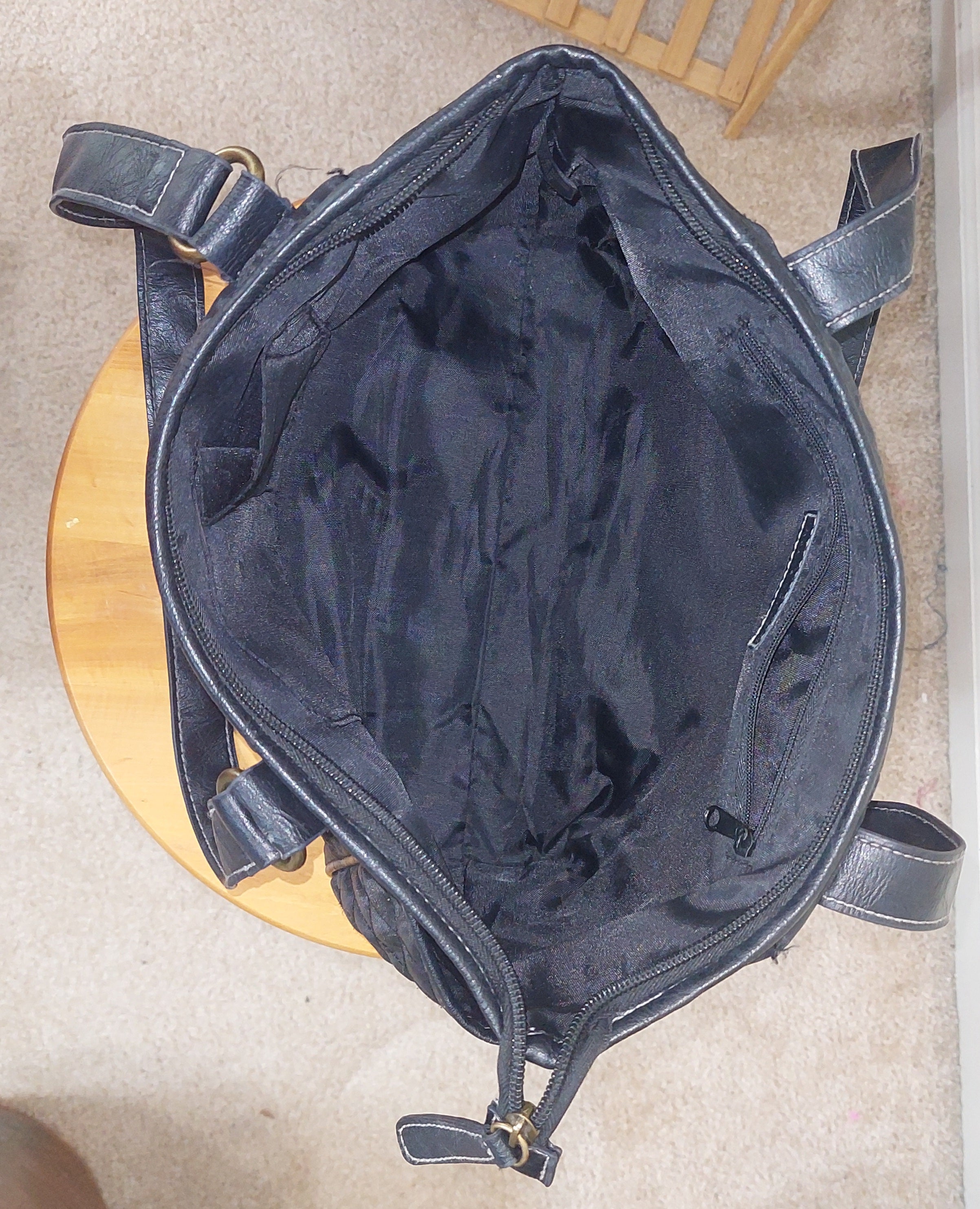 7 06 Harve Benard Black Quilted Nylon Shoulder Tote Bag