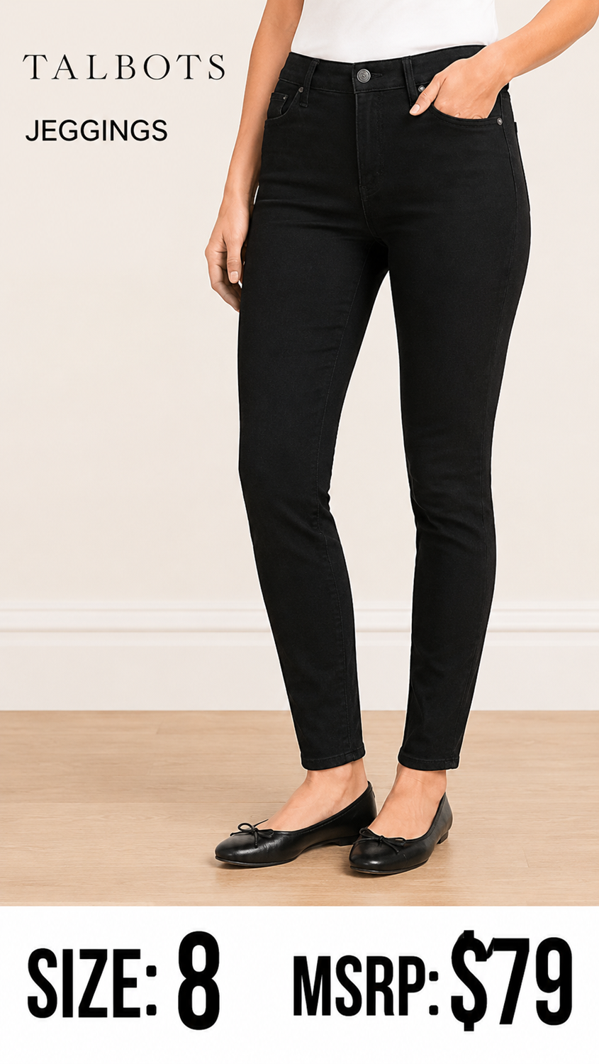 4 30 Talbots Size 8 Black Jeggings