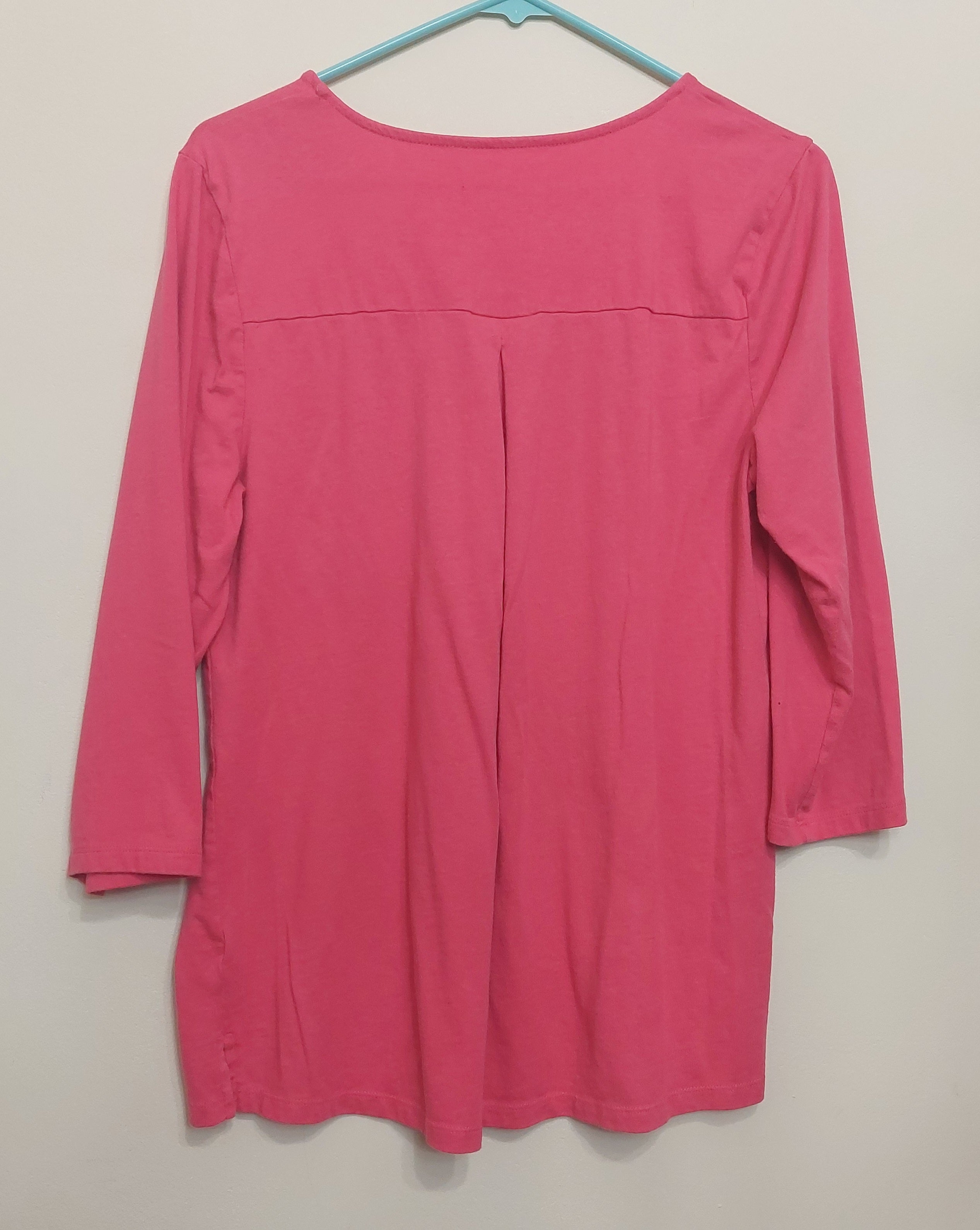 4 04 Talbots M Pink Cotton Modal Scoop Neck 3 4 Sleeve Top