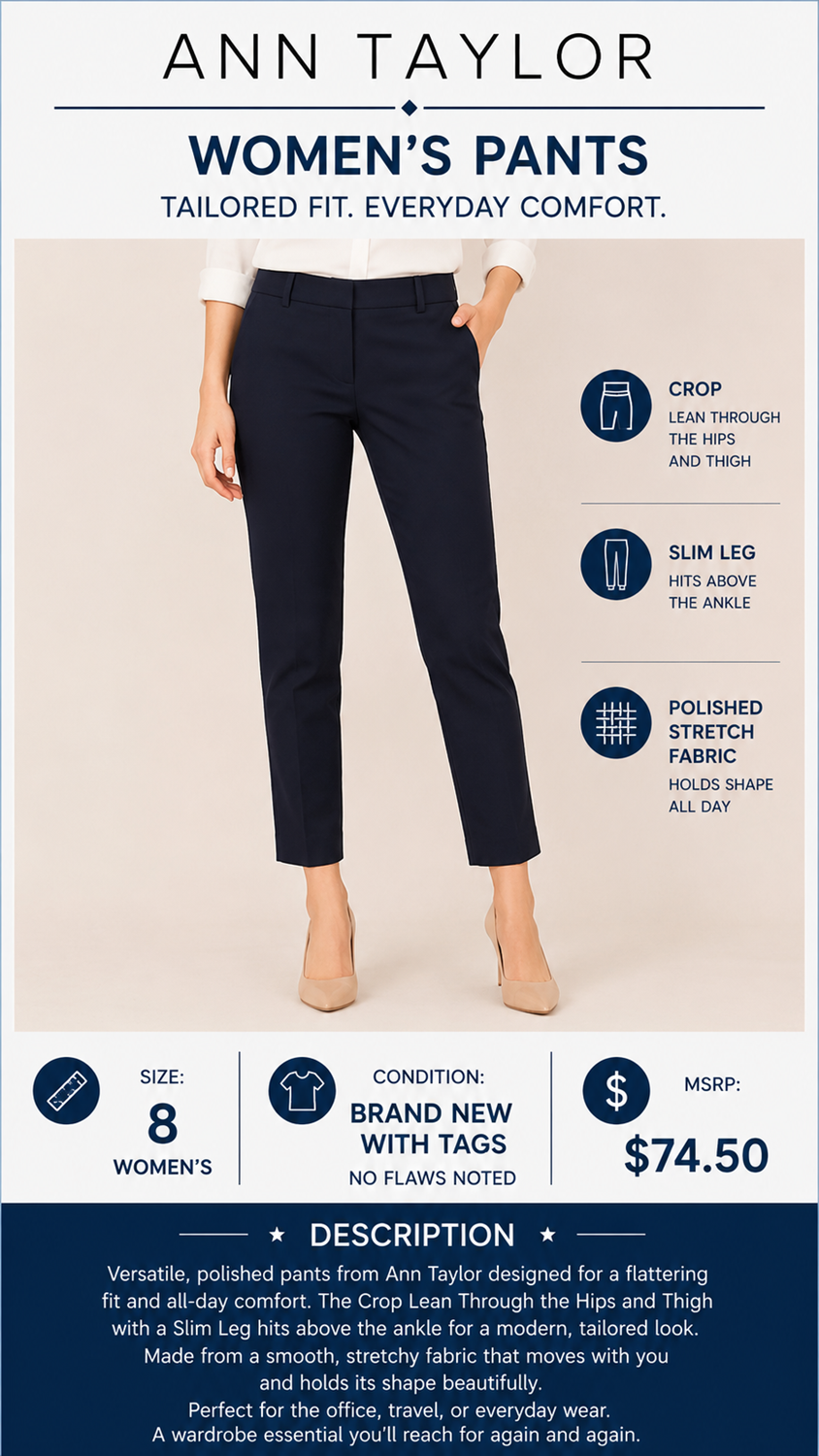 2 31 Pants by Ann Taylor (New) Navy Size 8