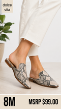 6 07 Dolce Vita 8M Bree Snakeskin Print Mule Loafer Slides
