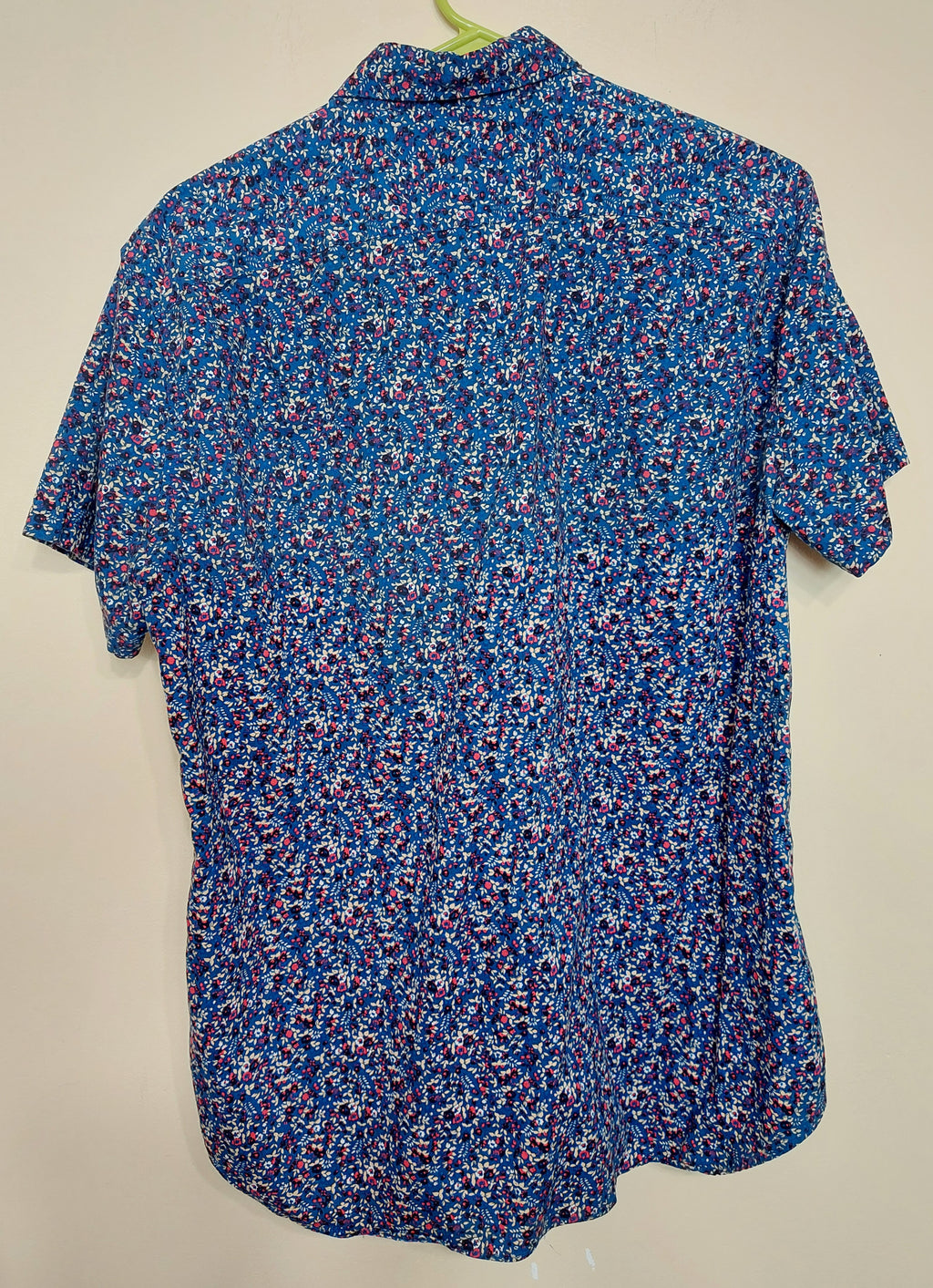 6 08 J.Crew Womens Blue Floral Button Front Shirt Large Short Sleeve
