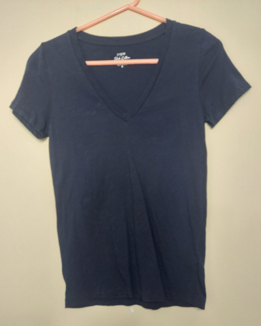 7 08 J Crew Size Small Navy Slub Cotton V Neck Tee