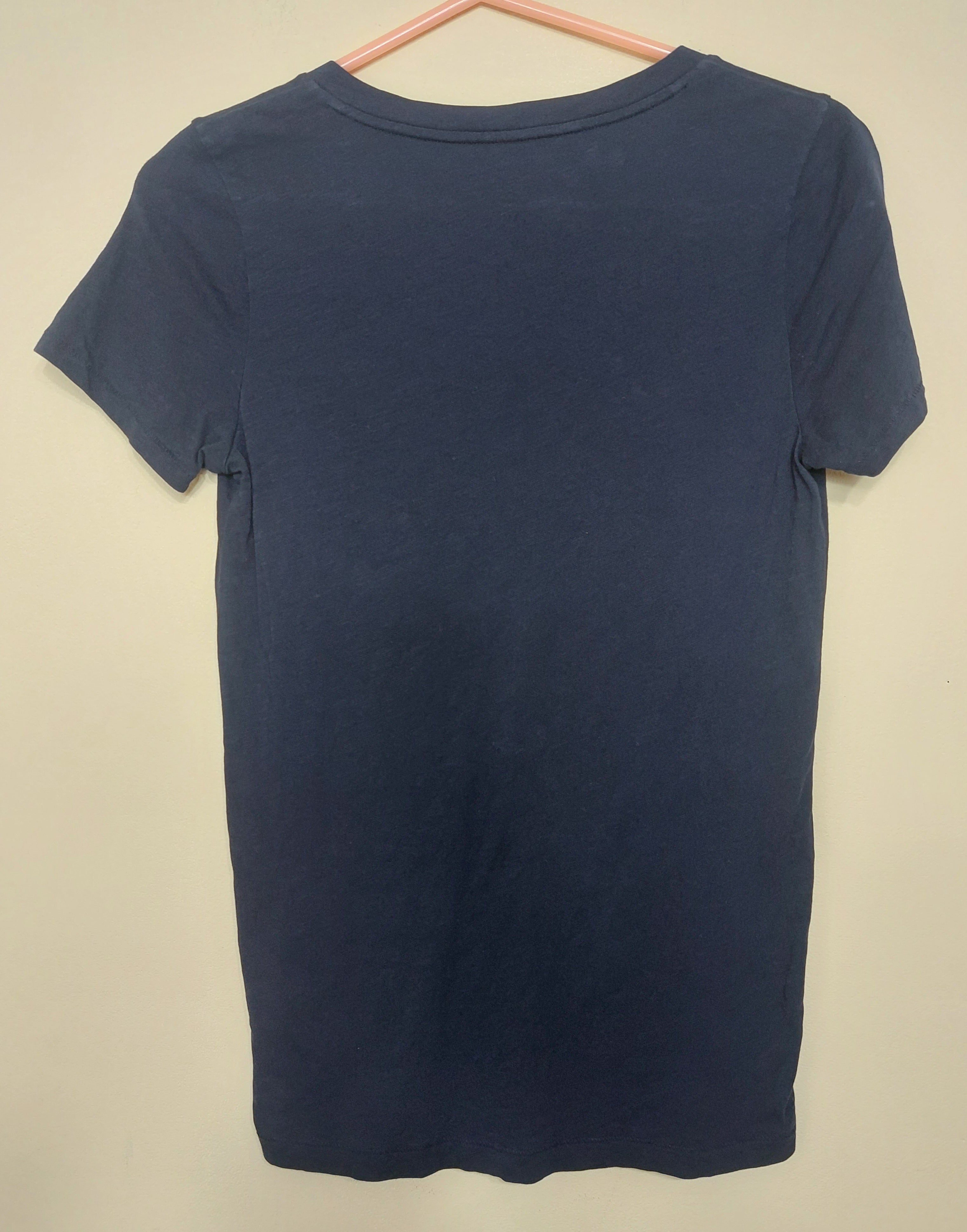 7 08 J Crew Size Small Navy Slub Cotton V Neck Tee
