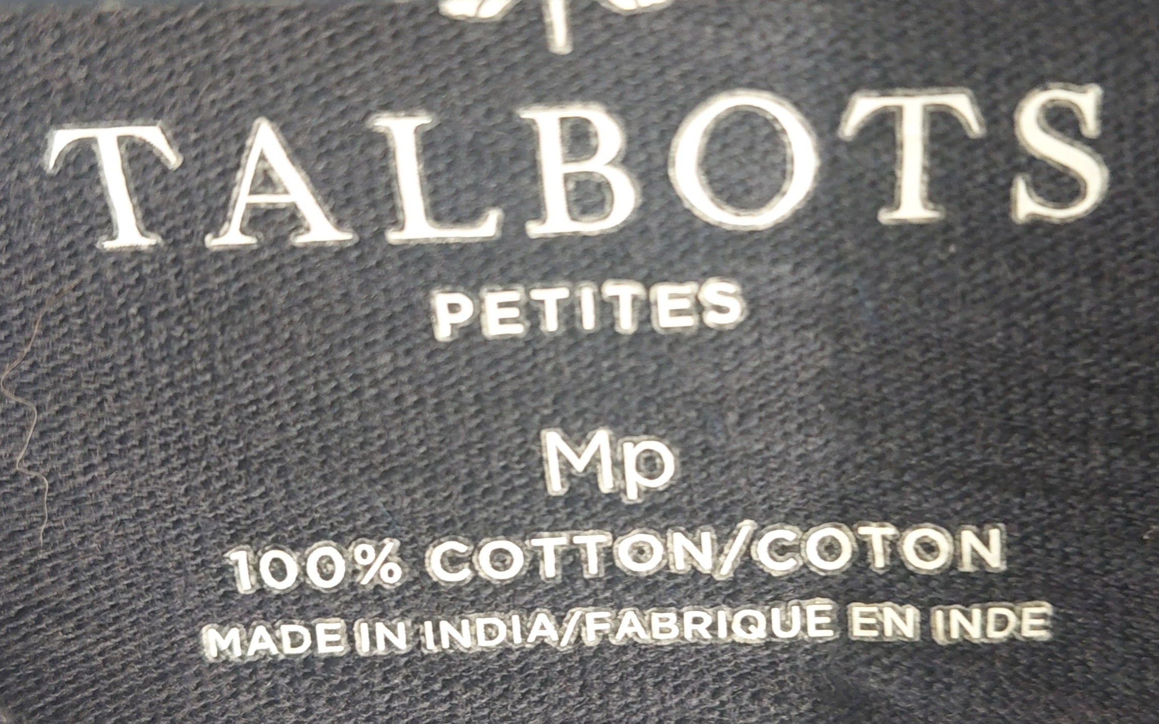 9-08 Talbots Petite Size M Black Short Sleeve Notch Neck Cotton Top