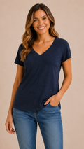 7 08 J Crew Size Small Navy Slub Cotton V Neck Tee