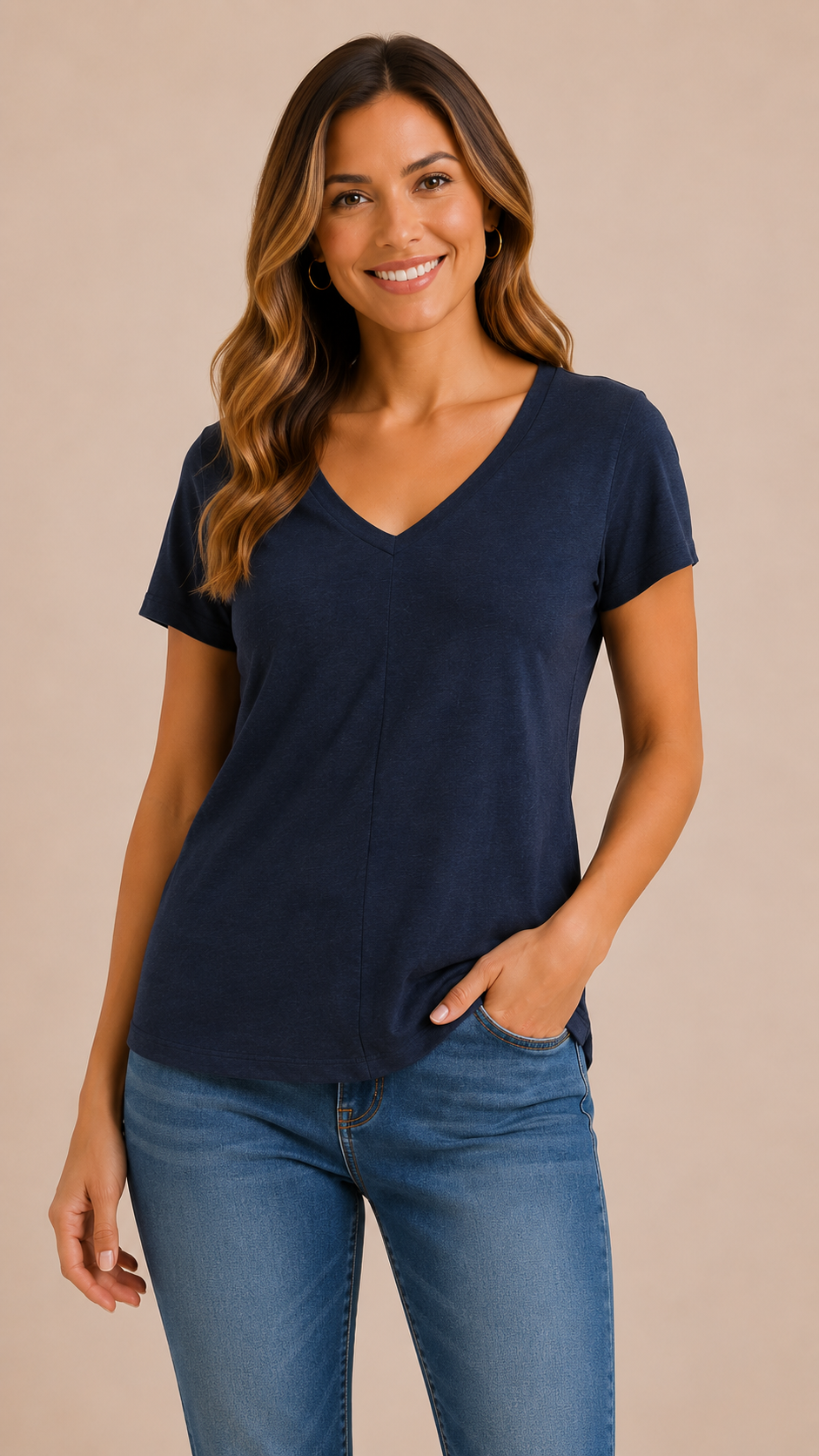 7 08 J Crew Size Small Navy Slub Cotton V Neck Tee