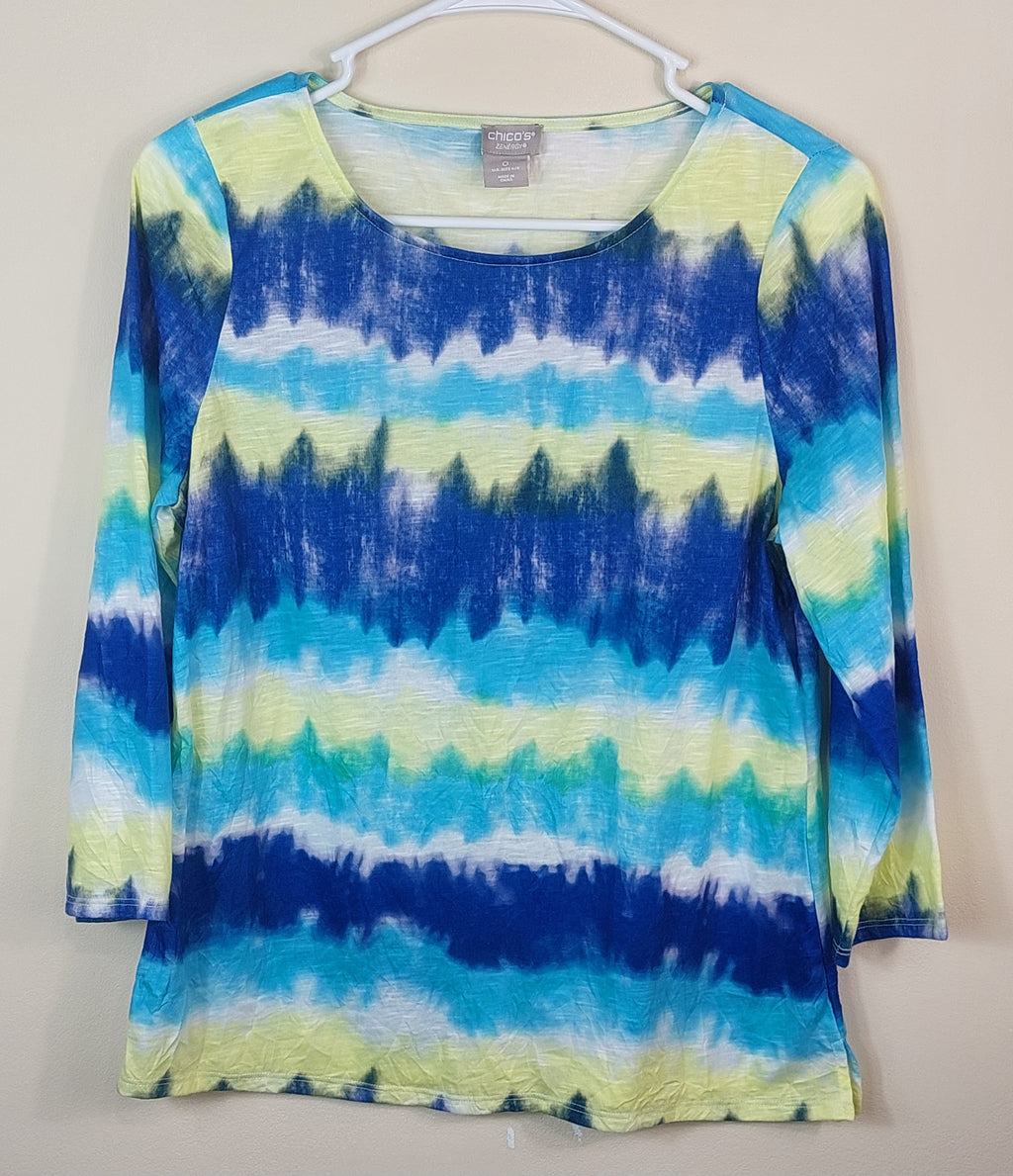 2 21 Chicos Top Blue Yellow Size 0